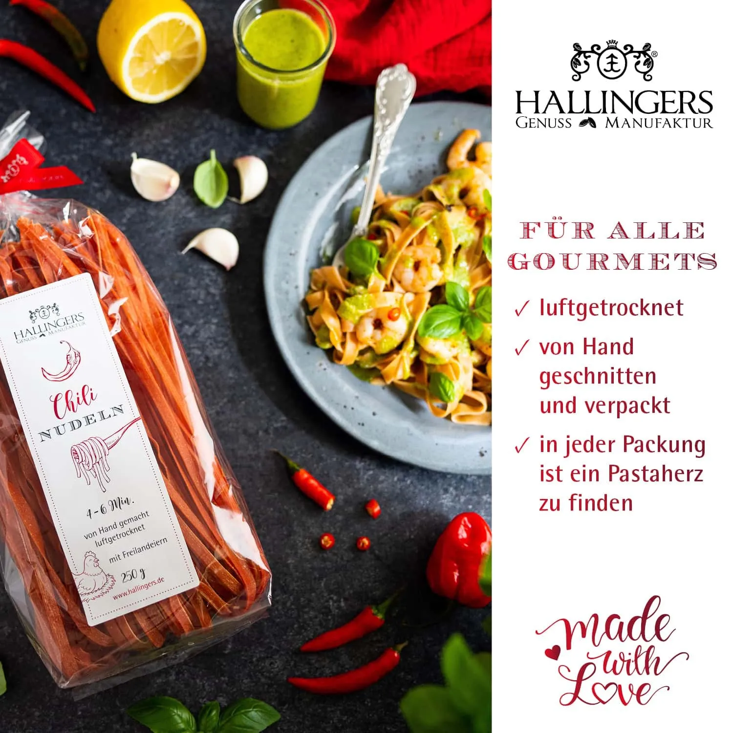 HANDWERK STATT MASSENWARE - Edition \Chili Nudeln\: Schluss mit beliebiger Industriepasta ohne Persönlichkeit - der Unterschied zeigt sich dort, wo Geschmack, Textur und Qualität wichtiger sind als niedrige Produktionskosten