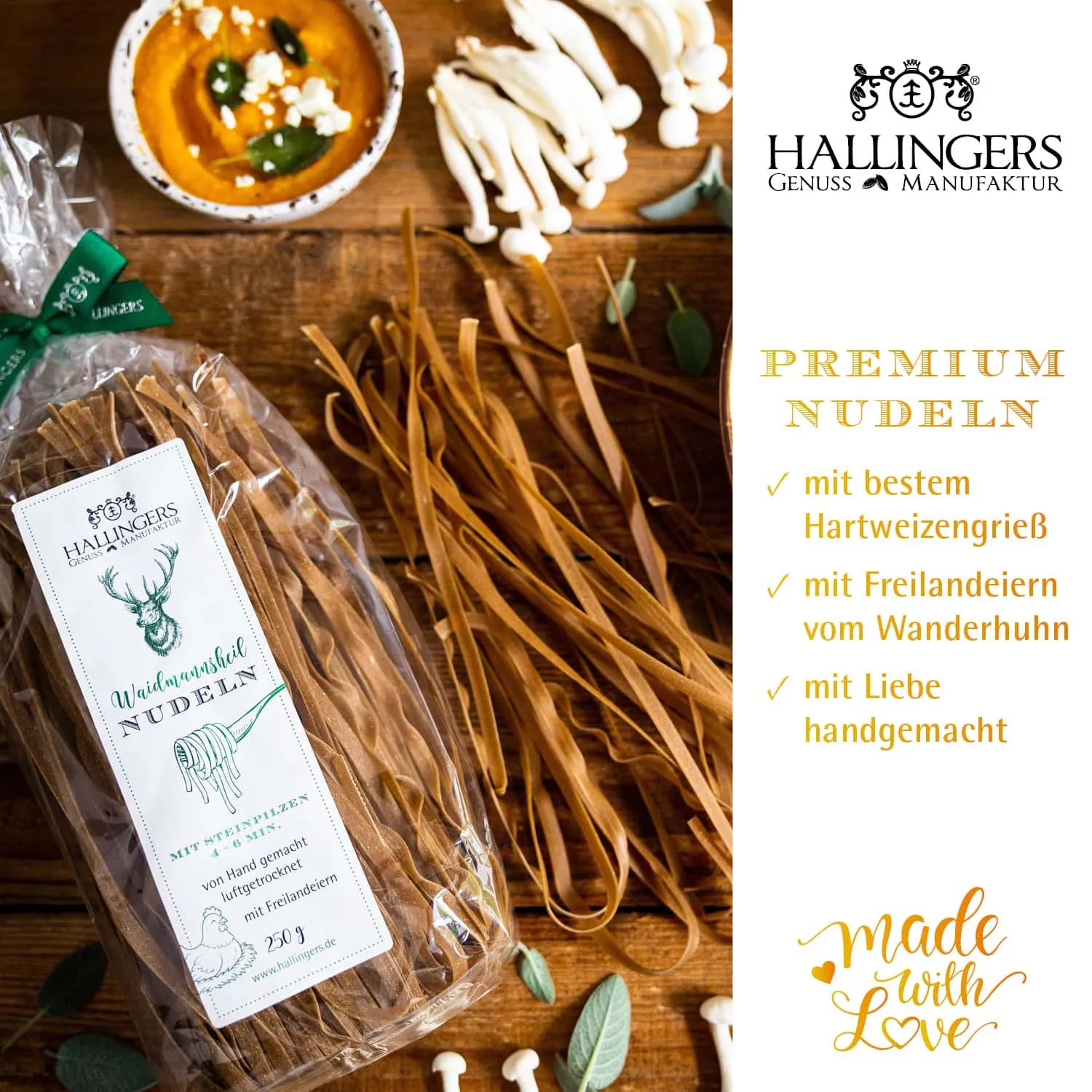 EDEL-PASTA AUS HARTWEIZENGRIES - Frisch produzierte Nudeln aus Freilandeiern & hochwertigem Hartweizengries, natürlich eingefärbt & ideal für besondere Genussmomente. Die besondere Geschenkidee für Feinschmecker & Pasta-Liebhaber