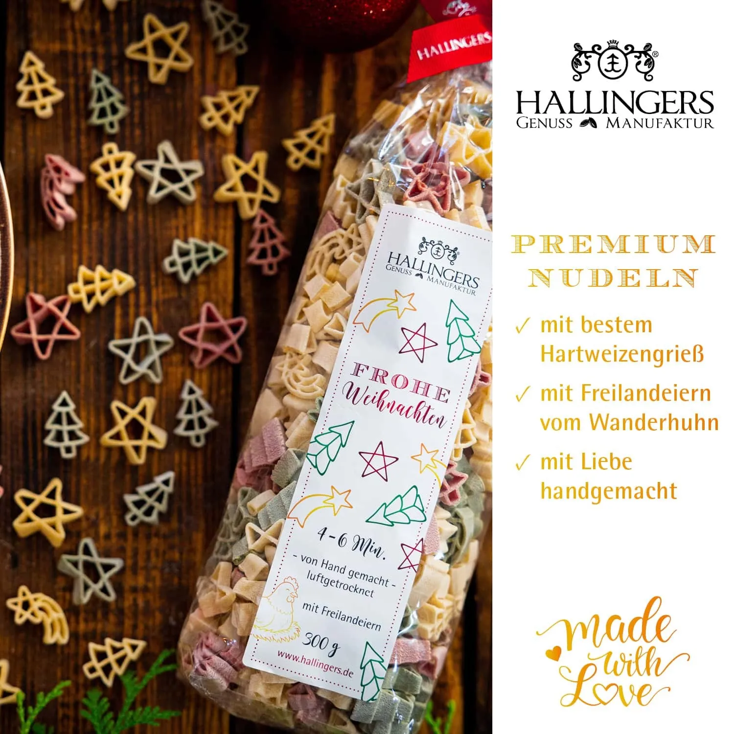 EDEL-PASTA AUS HARTWEIZENGRIES - Frisch produzierte Nudeln aus Freilandeiern & hochwertigem Hartweizengries, natürlich eingefärbt & ideal für besondere Genussmomente. Die besondere Geschenkidee für Feinschmecker & Pasta-Liebhaber