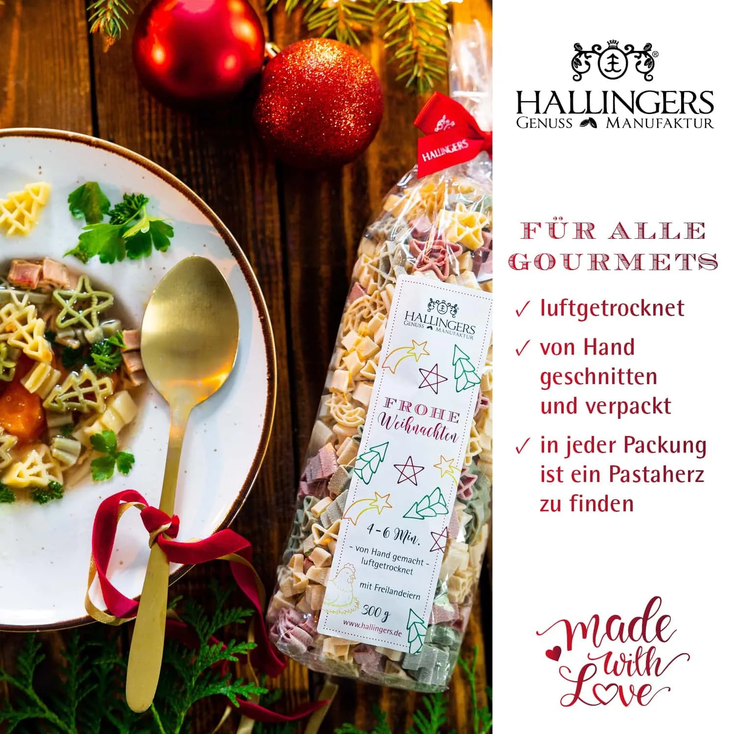 HANDWERK STATT MASSENWARE - Edition \Frohe Weihnachten\: Schluss mit beliebiger Industriepasta ohne Persönlichkeit - der Unterschied zeigt sich dort, wo Geschmack, Textur und Qualität wichtiger sind als niedrige Produktionskosten