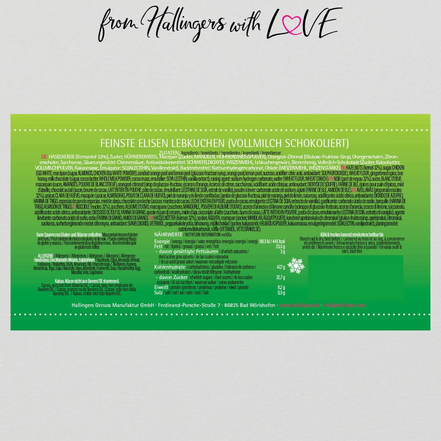 Vollmilch schokoliert (Elisenlebkuchen, schokoliert)