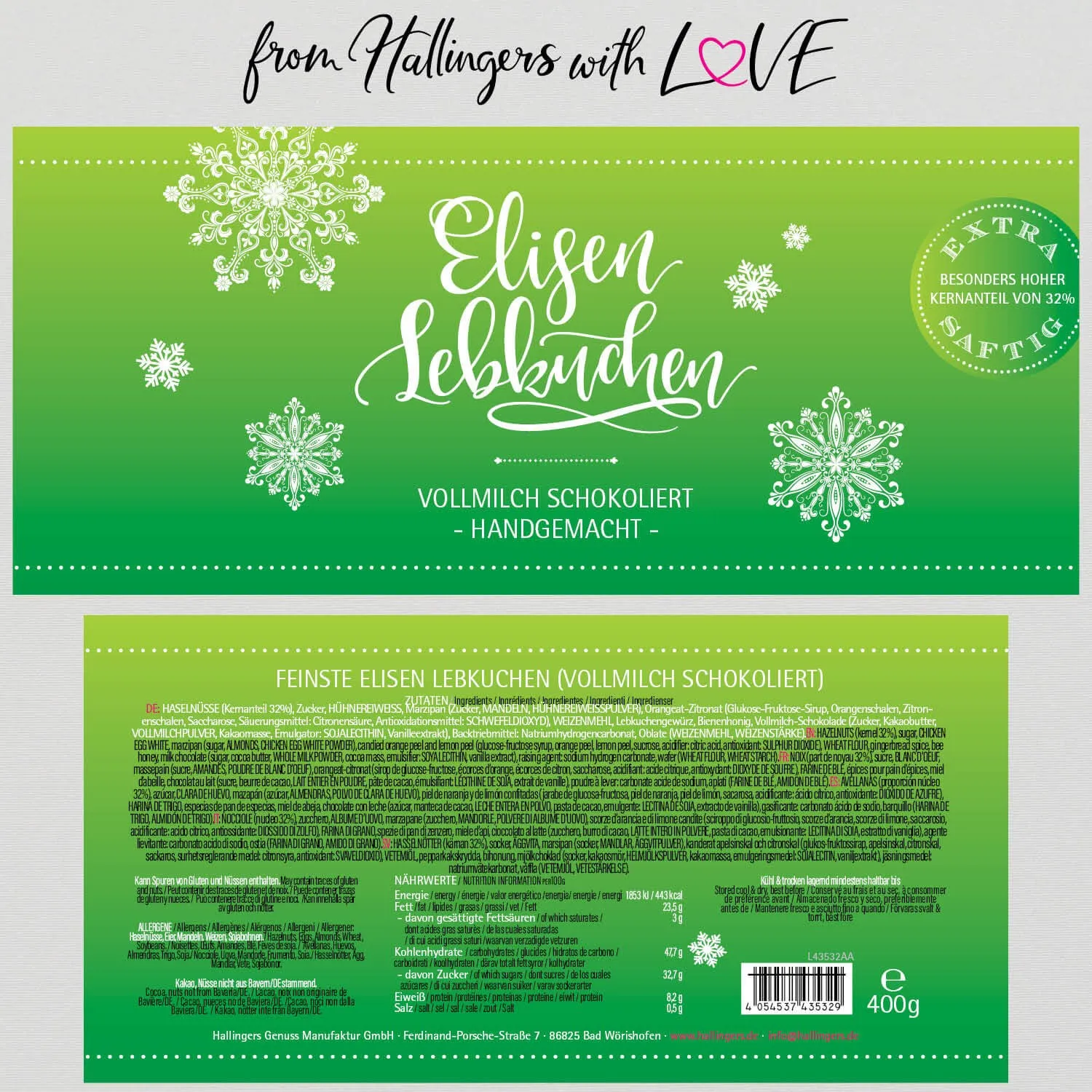 Vollmilch schokoliert (Elisenlebkuchen, schokoliert)