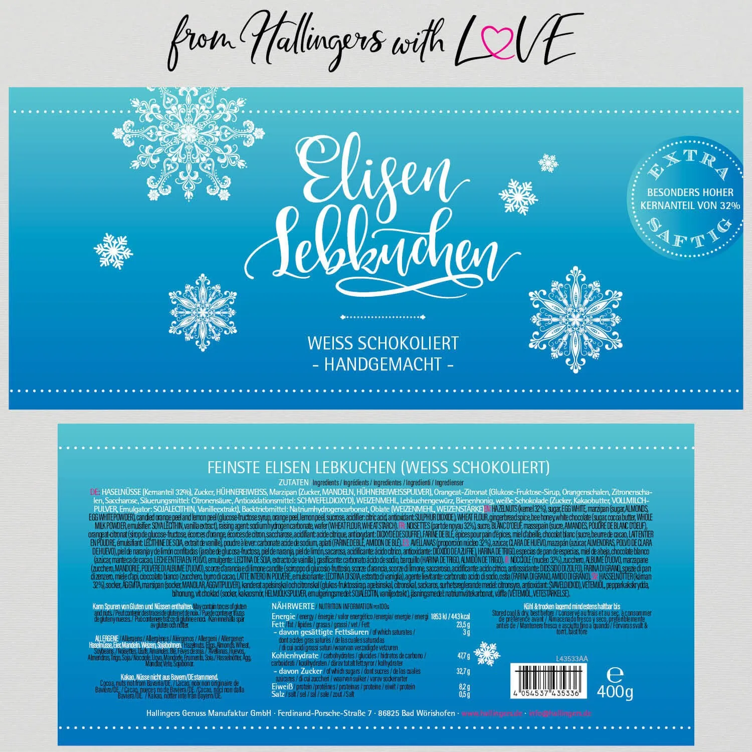 Weiß schokoliert (Elisenlebkuchen, schokoliert)