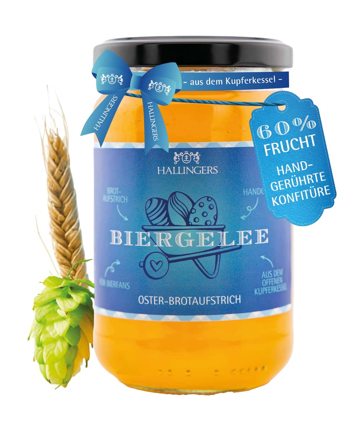 Brotaufstrich Ostergeschenk - handgerührt mit Liebe fürs Osterfrühstück in edlem Geschenkglas "Oster Brotaufstrich Biergelee", Geschenkidee fürs Oster