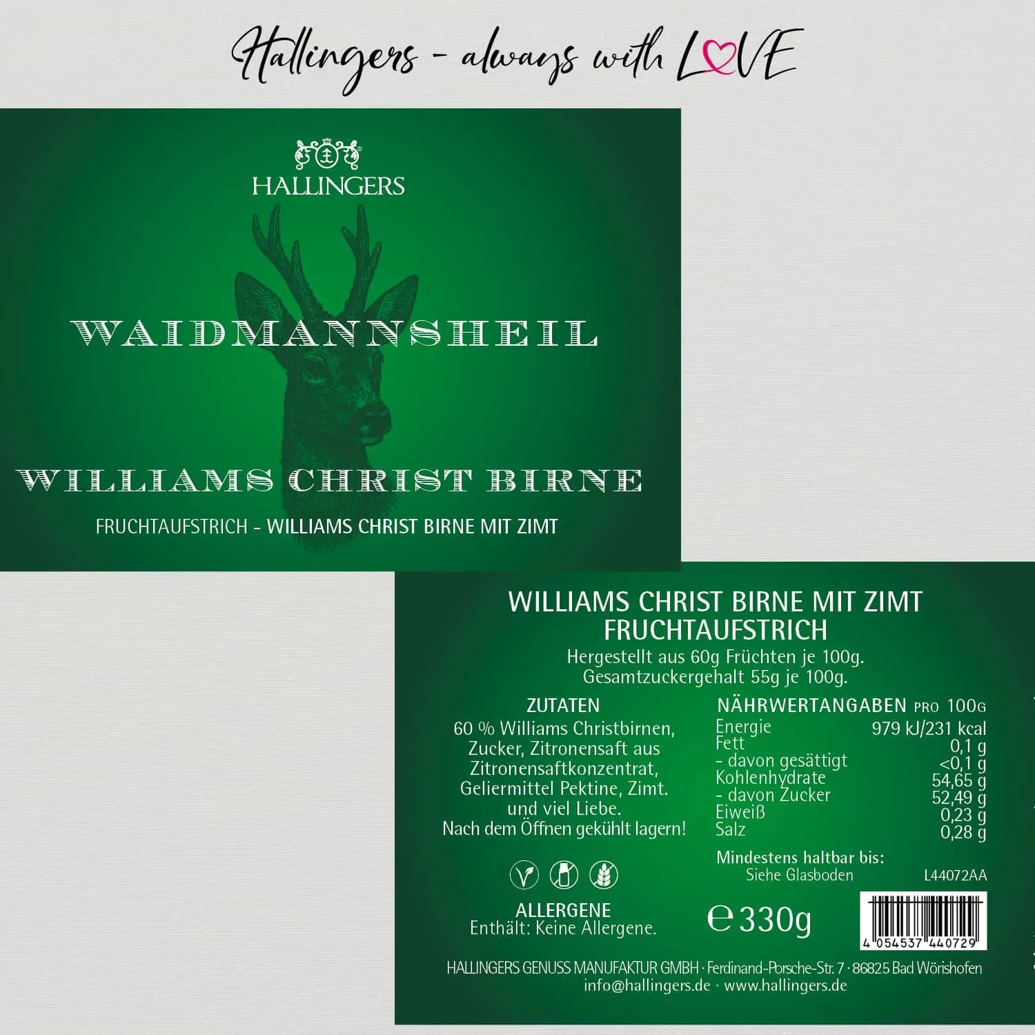 Waidmannsheil (Williams-Christ-Birne) - Fruchtaufstrich, handgerührt Kupferkessel