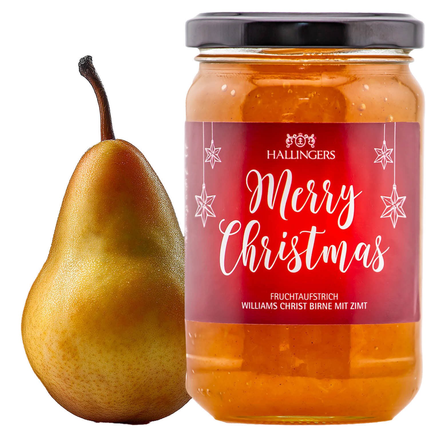 Weihnachtliche Williams Christbirne als Geschenk zu Weihnachten - Fruchtaufstrich (330g) - Merry Christmas