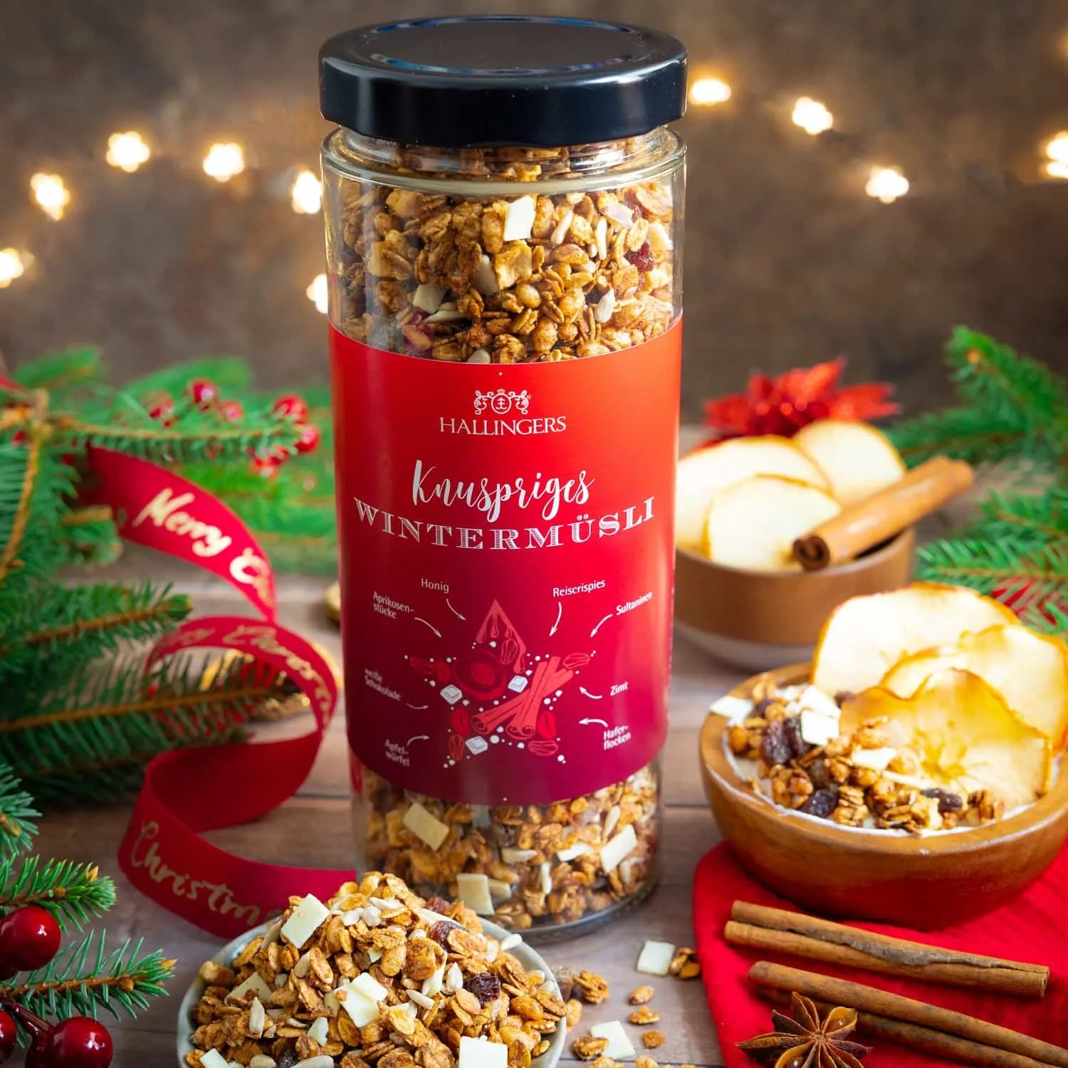 Gestärkt durch den Winter mit Hallingers Winter-Müsli mit einer feinen Brise Zimt!