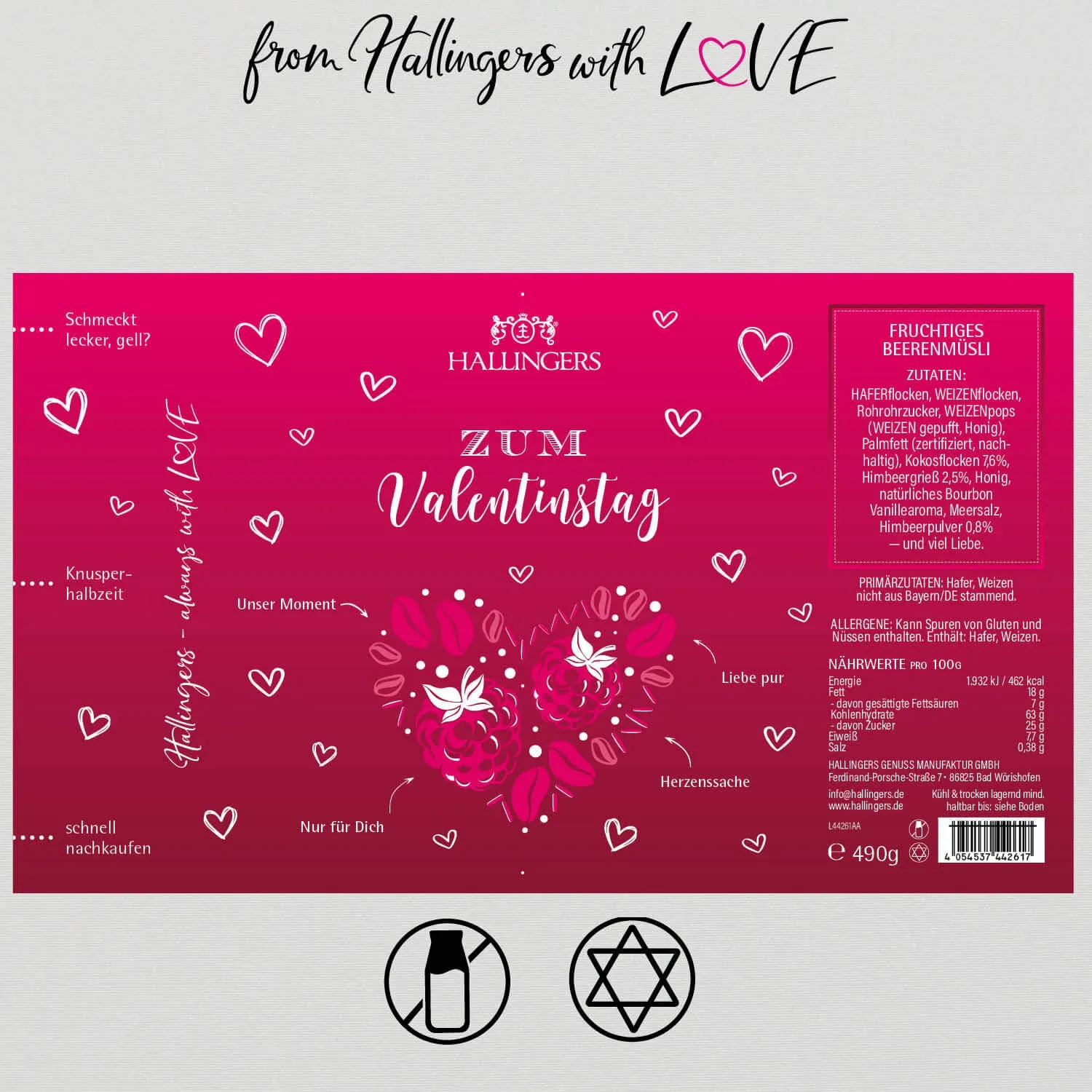 Zum Valentinstag, pink (Beeren-Müsli)