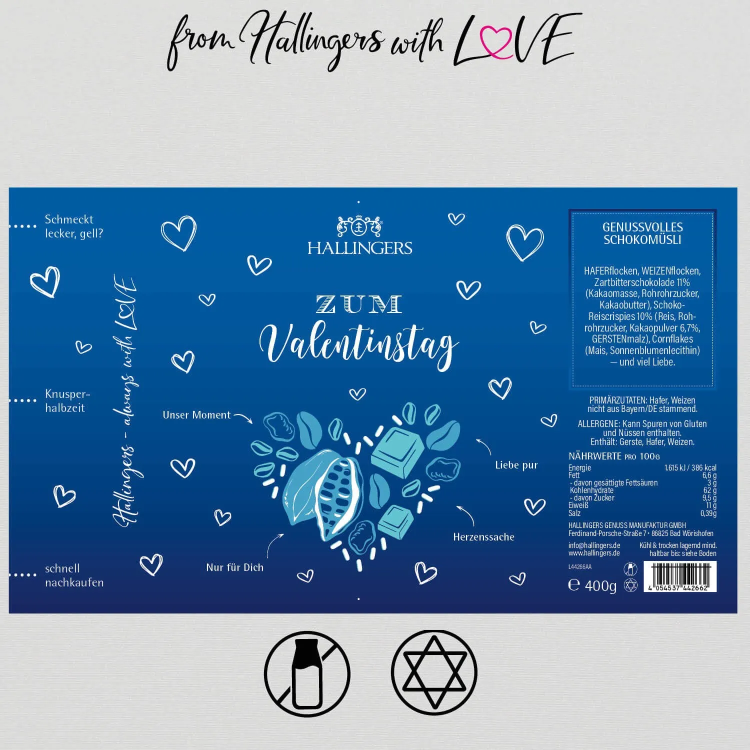 Zum Valentinstag, blue (Schoko-Müsli)