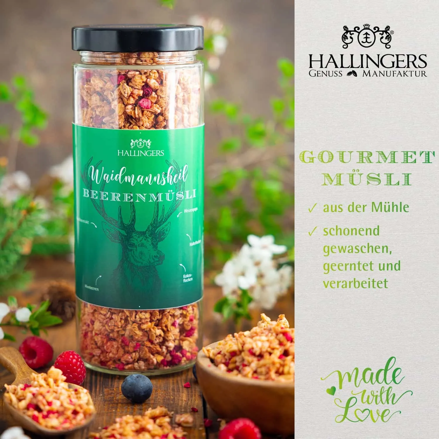 GOURMET-MÜSLI IM GLAS - Hochwertiges Gourmet-Müsli vom Bauern direkt frisch aus der Mühle, stilvoll abgefüllt im wertigen, wiederverwendbaren Glas. Die besondere Geschenkidee für Genießer, Feinschmecker & genussvolle Frühstücksmomente