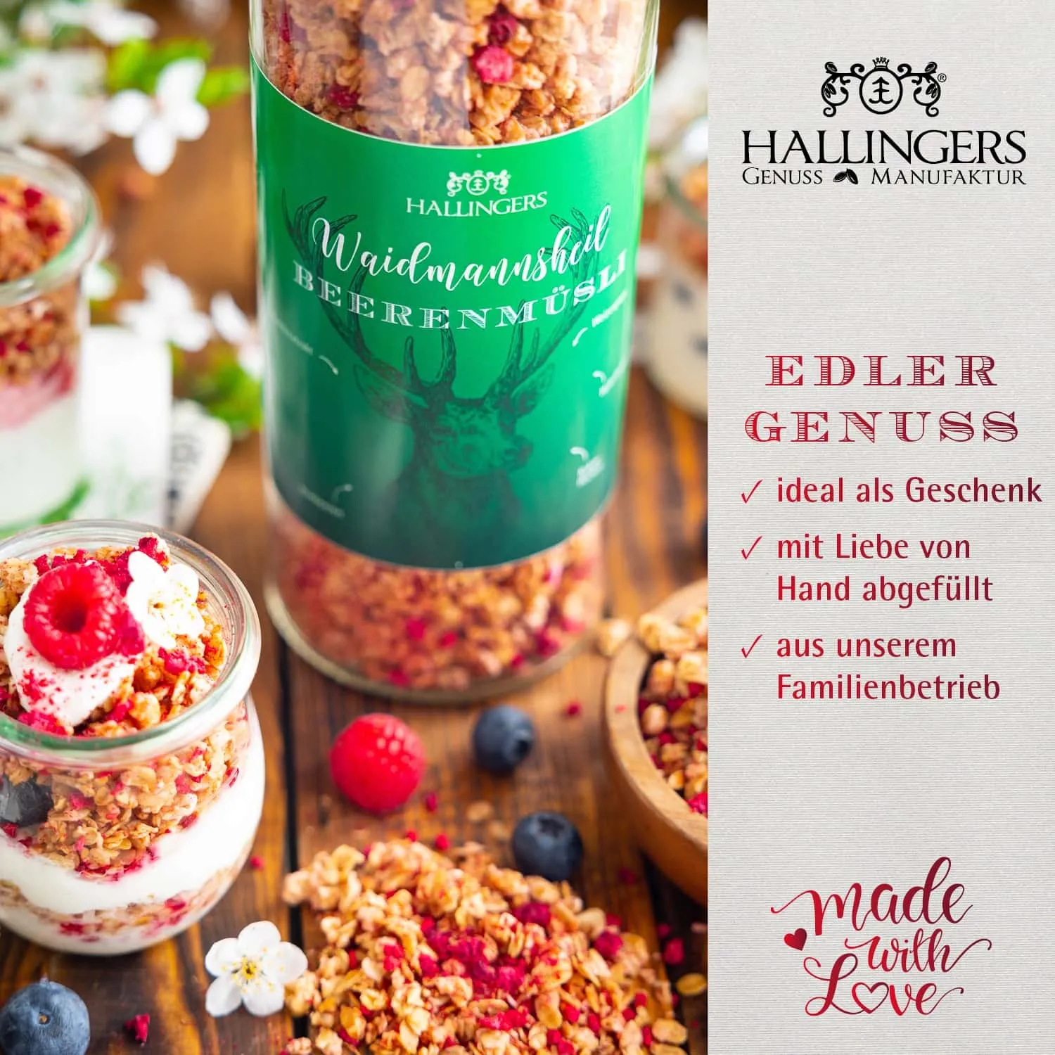 QUALITÄT, DIE MAN SCHMECKT - Edition \Waidmannsheil\: Schluss mit langweiligen Müslis voller Füllstoffe & Beliebigkeit - der Unterschied zeigt sich, wo Genuss, Qualität & sorgfältig abgestimmte Rezepturen den Ton angeben (Beeren-Müsli)