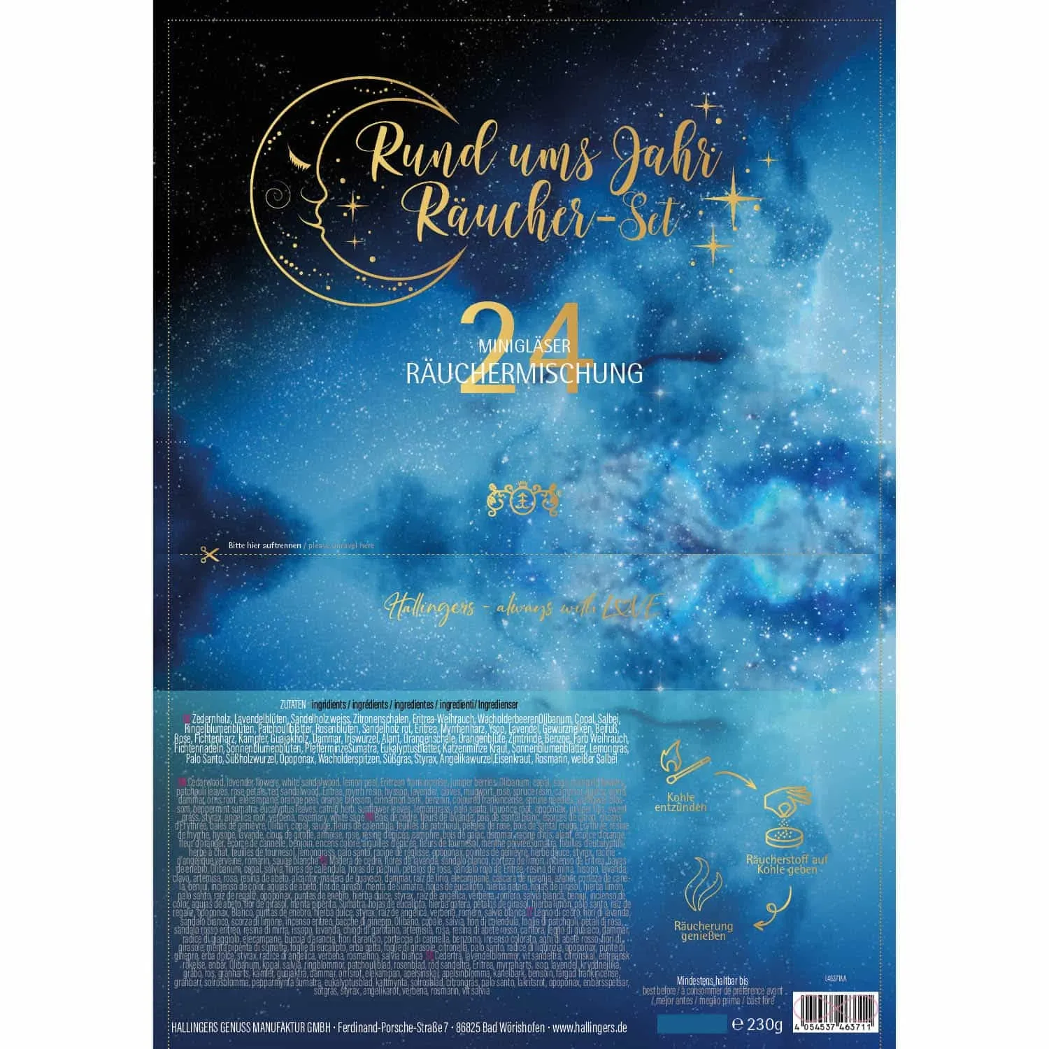 Räucherwerk-Set für das ganze Jahr (24 Räucherwerke im Glas)