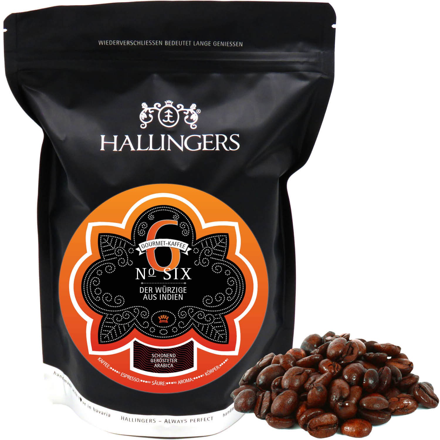 Gourmet-Kaffee aus Indien, schonend langzeit-geröstet (500g) - No. Six