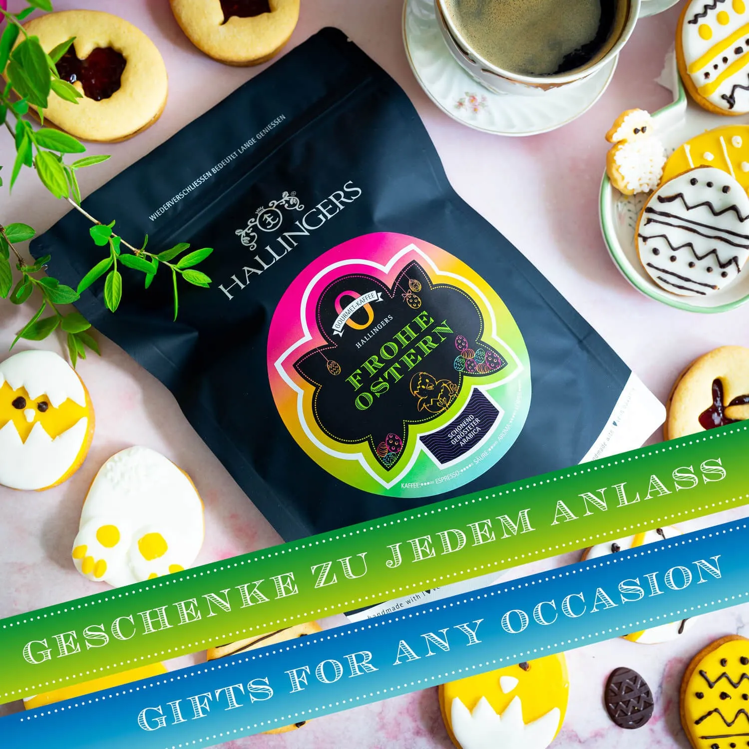 Der Duft von Oster-Kaffee erfüllt den Raum - vollaromatisch und ausgewogen, da bei niedrigen Temperaturen langzeit-geröstet!