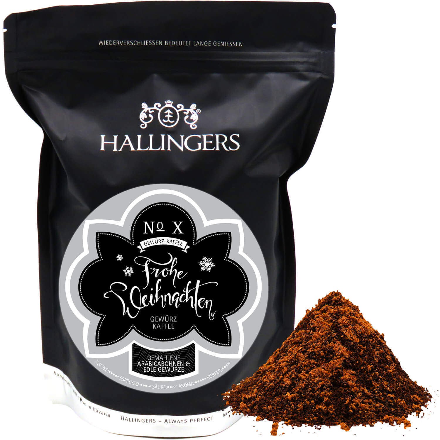 Gewürzter Gourmet-Kaffee, schonend langzeit-geröstet (500g) - Weihnachtskaffee, Filter-Mahlung