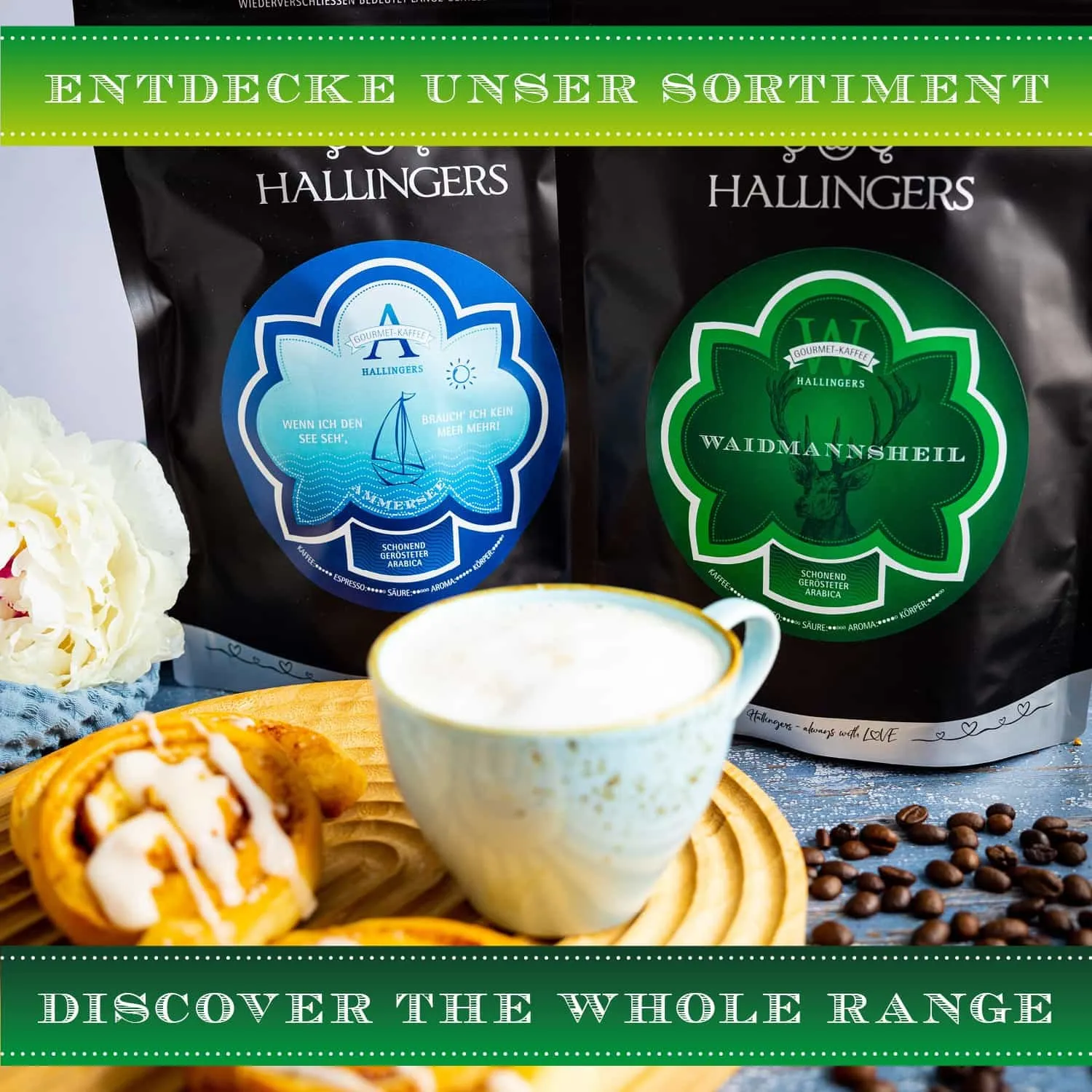 Der Duft von Kaffee erfüllt den Raum - vollaromatisch und ausgewogen, da bei niedrigen Temperaturen langzeit-geröstet!