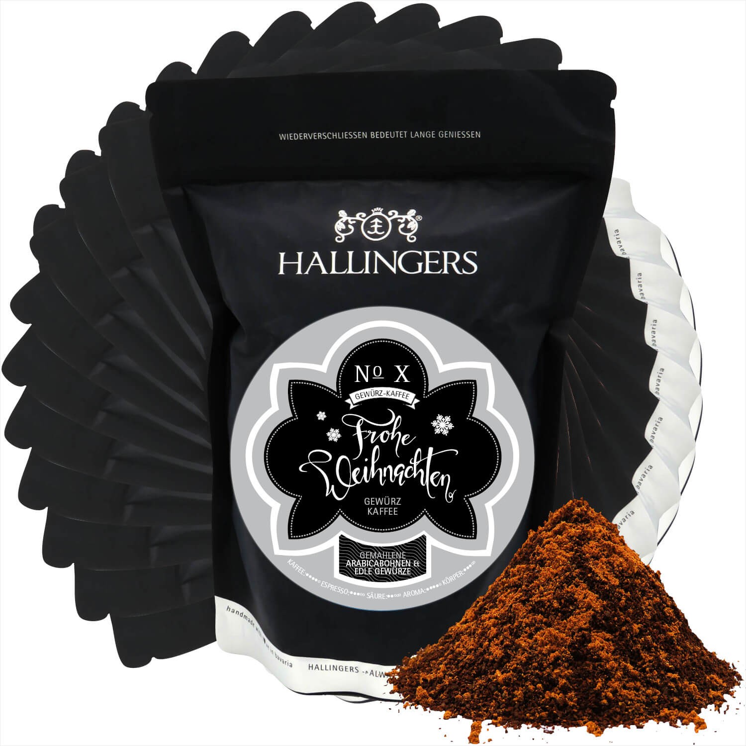 Gewürzter Gourmet-Kaffee, schonend langzeit-geröstet (5000g) - 10x 500g Weihnachtskaffee, Filter-Mahlung
