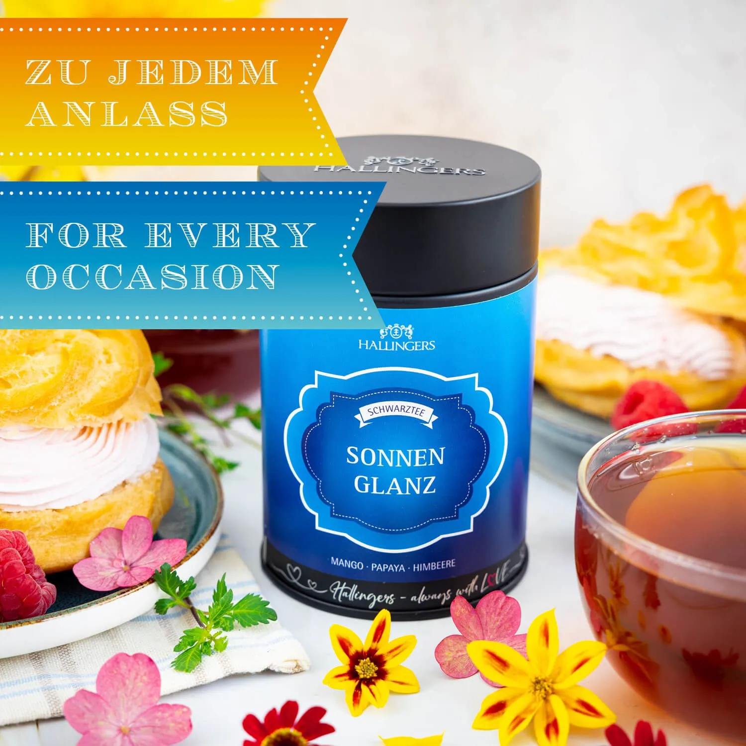 Hochwertiger Schwarztee, reich an natürlichem Koffein, L-Theanin, Theobromin, Vitaminen und Mineralstoffen.