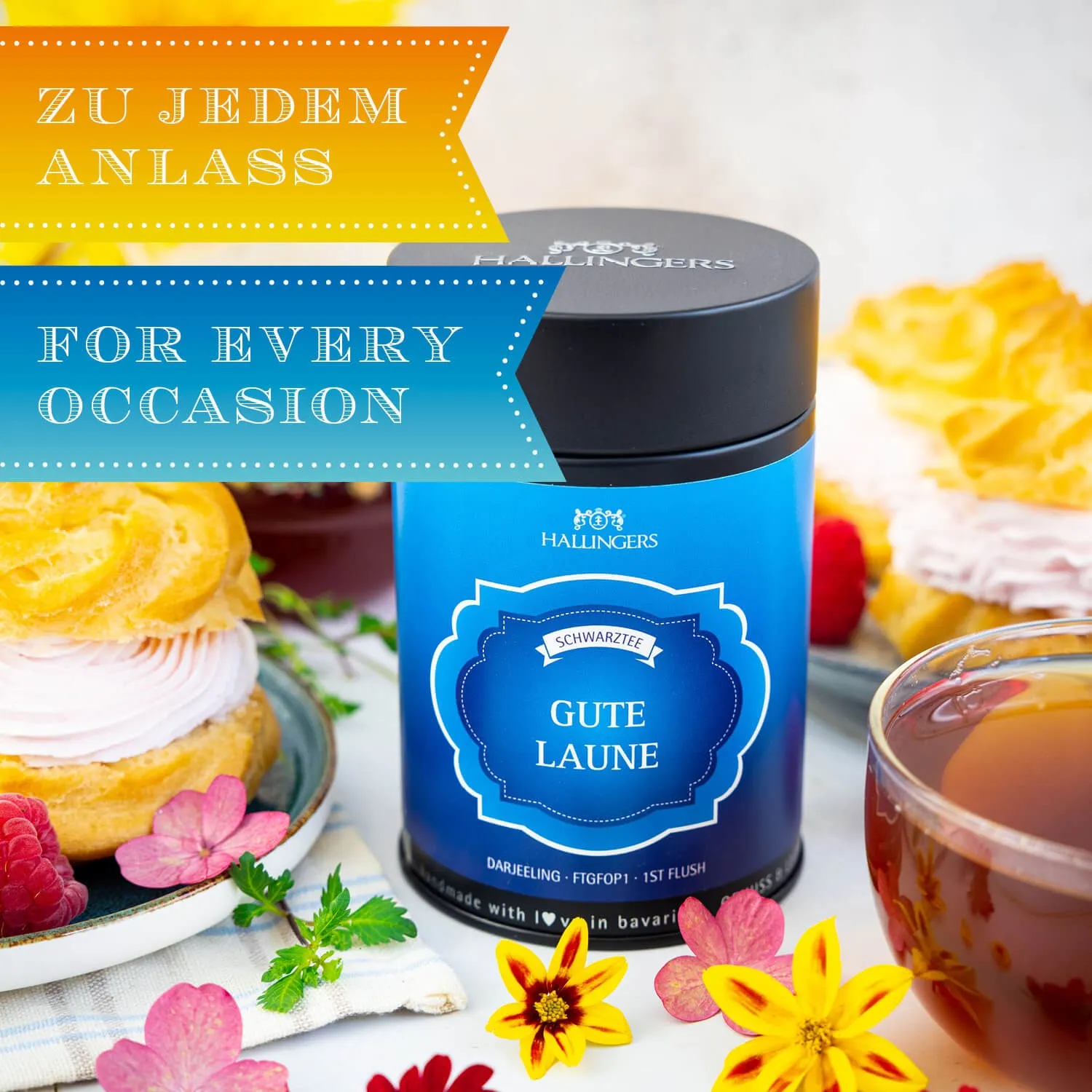 Hochwertiger Schwarztee, reich an natürlichem Koffein, L-Theanin, Theobromin, Vitaminen und Mineralstoffen.