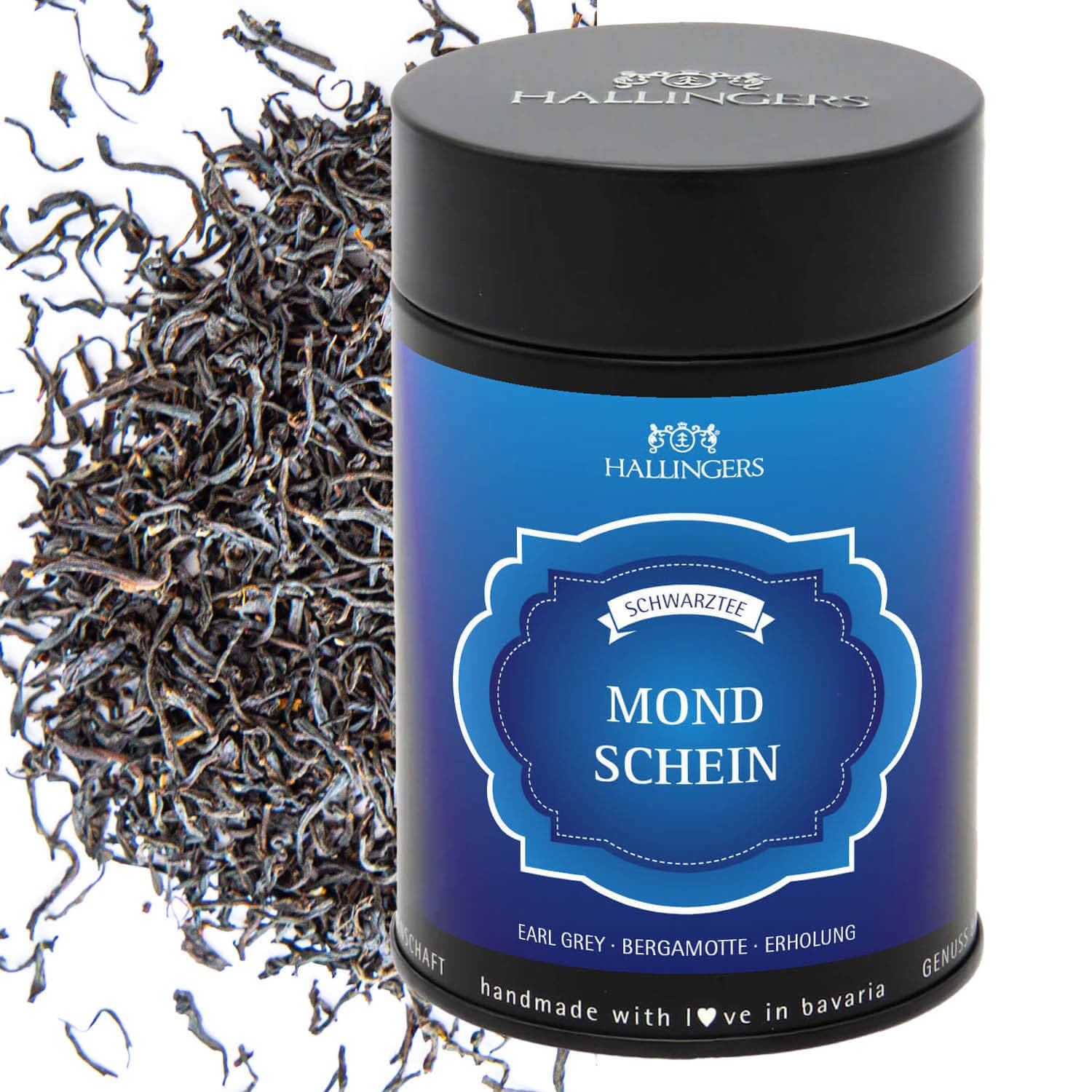 Tee Geschenk - Loser Schwarz-Tee, Earl Grey, Bergamotte & Erholung, edle Geschenkdose "Mondschein", Geschenkidee für Frauen & Teeliebhaber (95g) - Mon