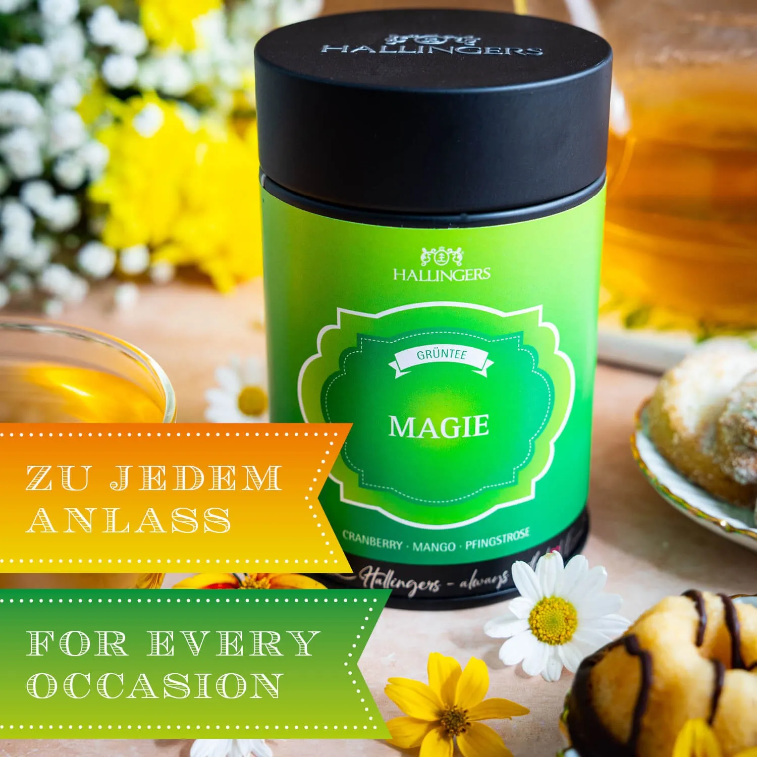 Hochwertiger Grüntee, reich an natürlichem Koffein, L-Theanin, Theobromin, Vitaminen und Mineralstoffen.