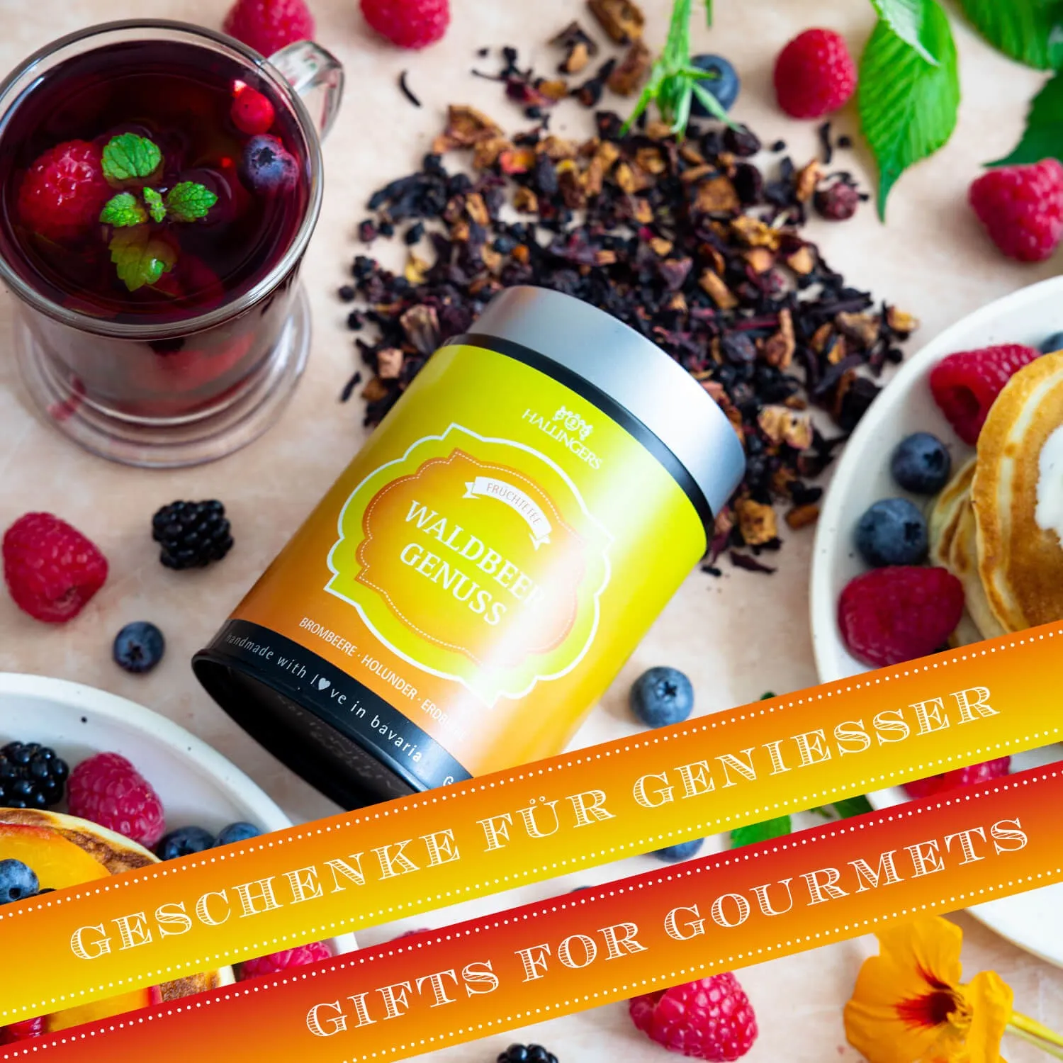 Brombeere · Holunder · Erdbeere\nZubereitung: 100°C, 6-10 Min., 2 TL