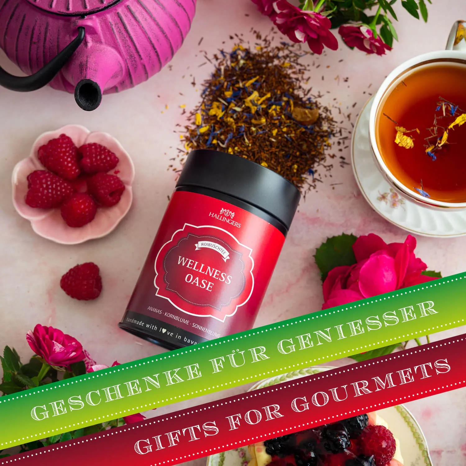 Ananas · Kornblume · Sonnenblume\nZubereitung: 100°C, 5-8 Min., 1 TL