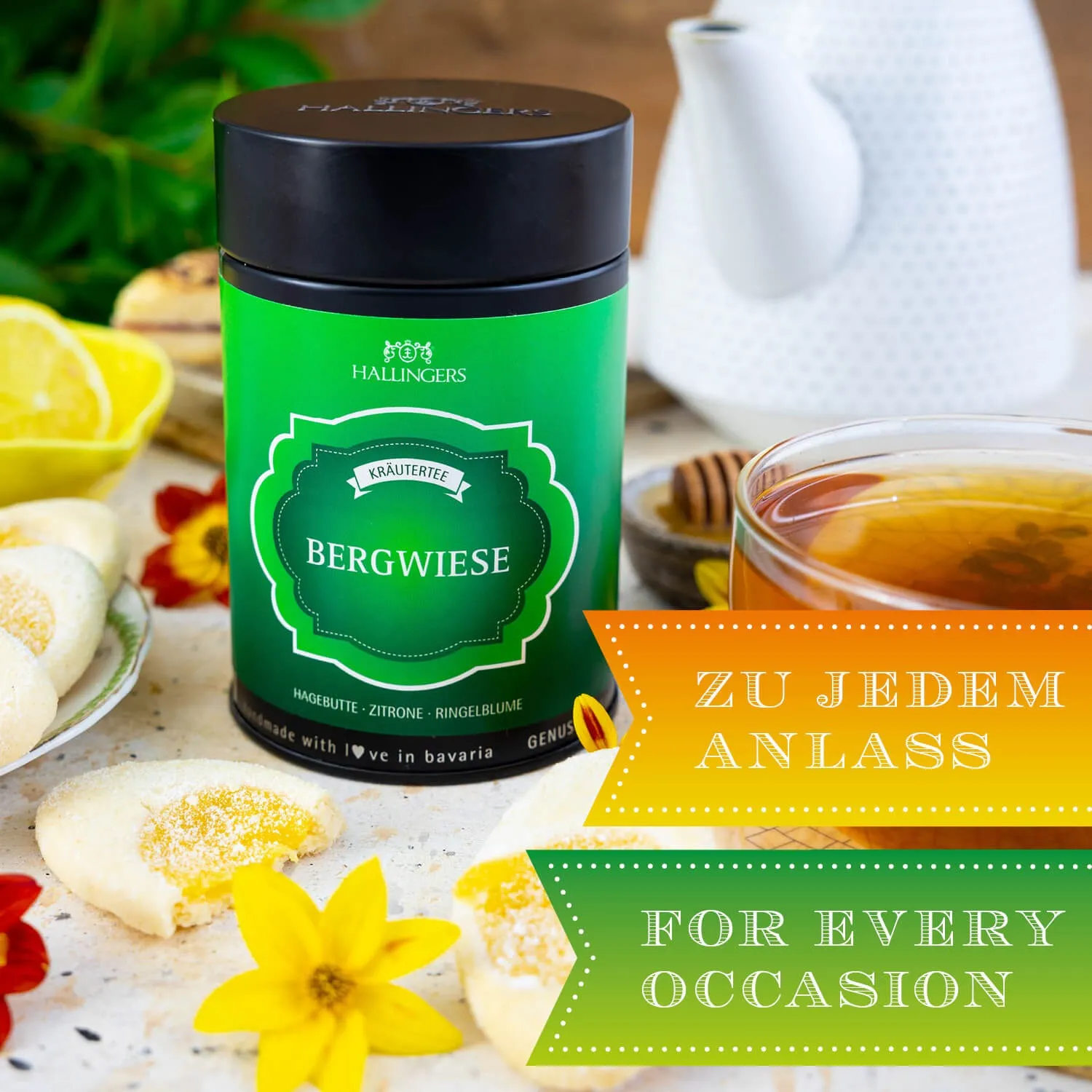 Hochwertiger Kräutertee mit vollreifen Kräutern, Gewürzen und Früchten aus der Natur.