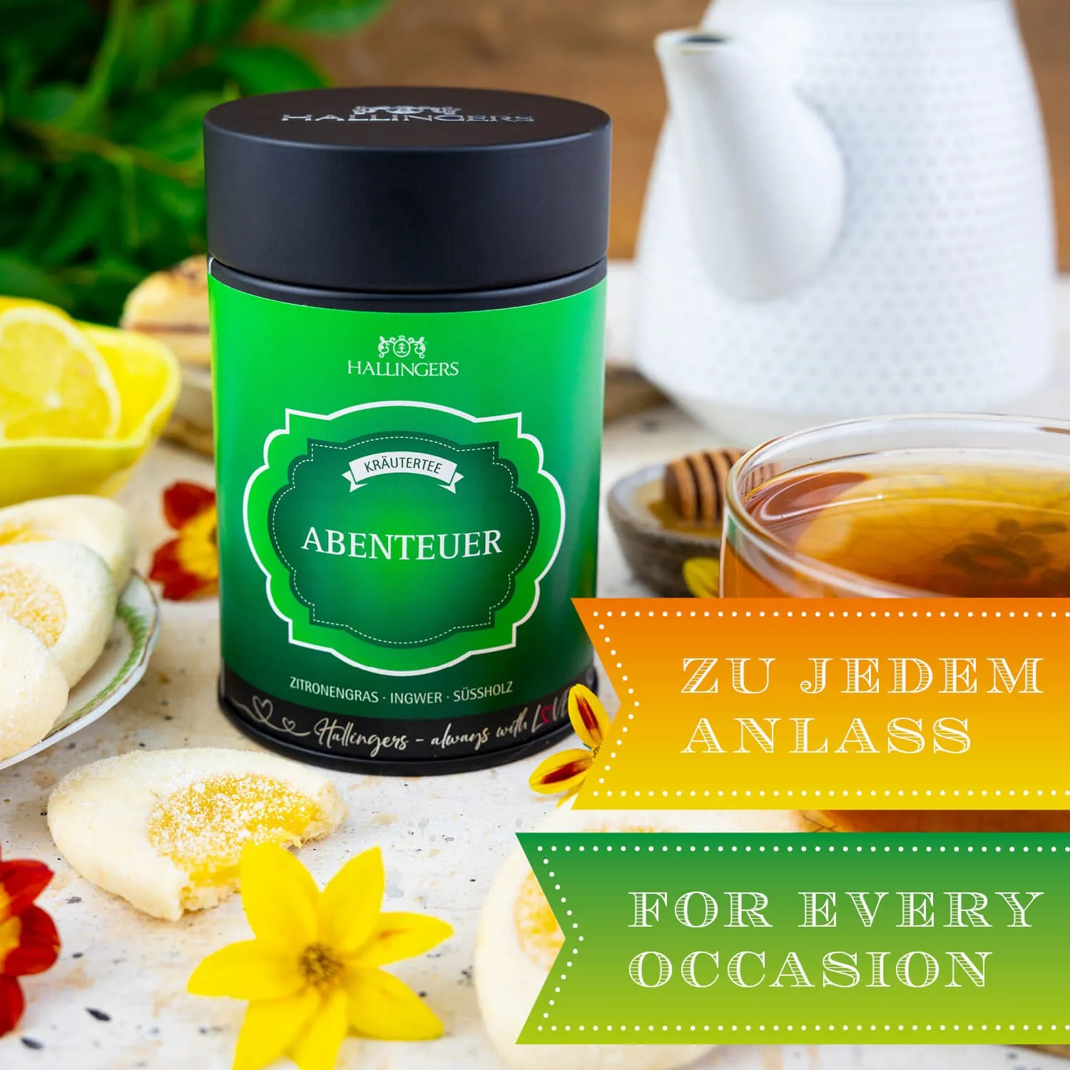 Hochwertiger Kräutertee mit vollreifen Kräutern, Gewürzen und Früchten aus der Natur.