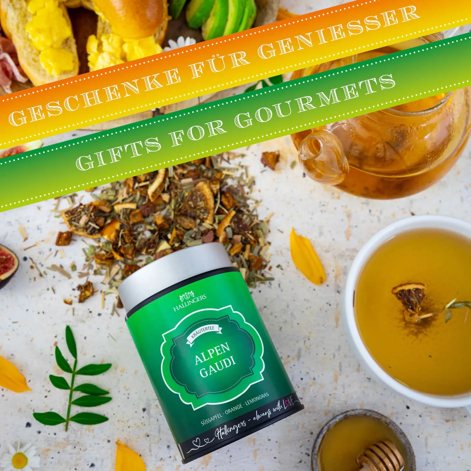 Süßapfel · Orange · Lemongras\nZubereitung: 100°C, 6-10 Min., 2 TL