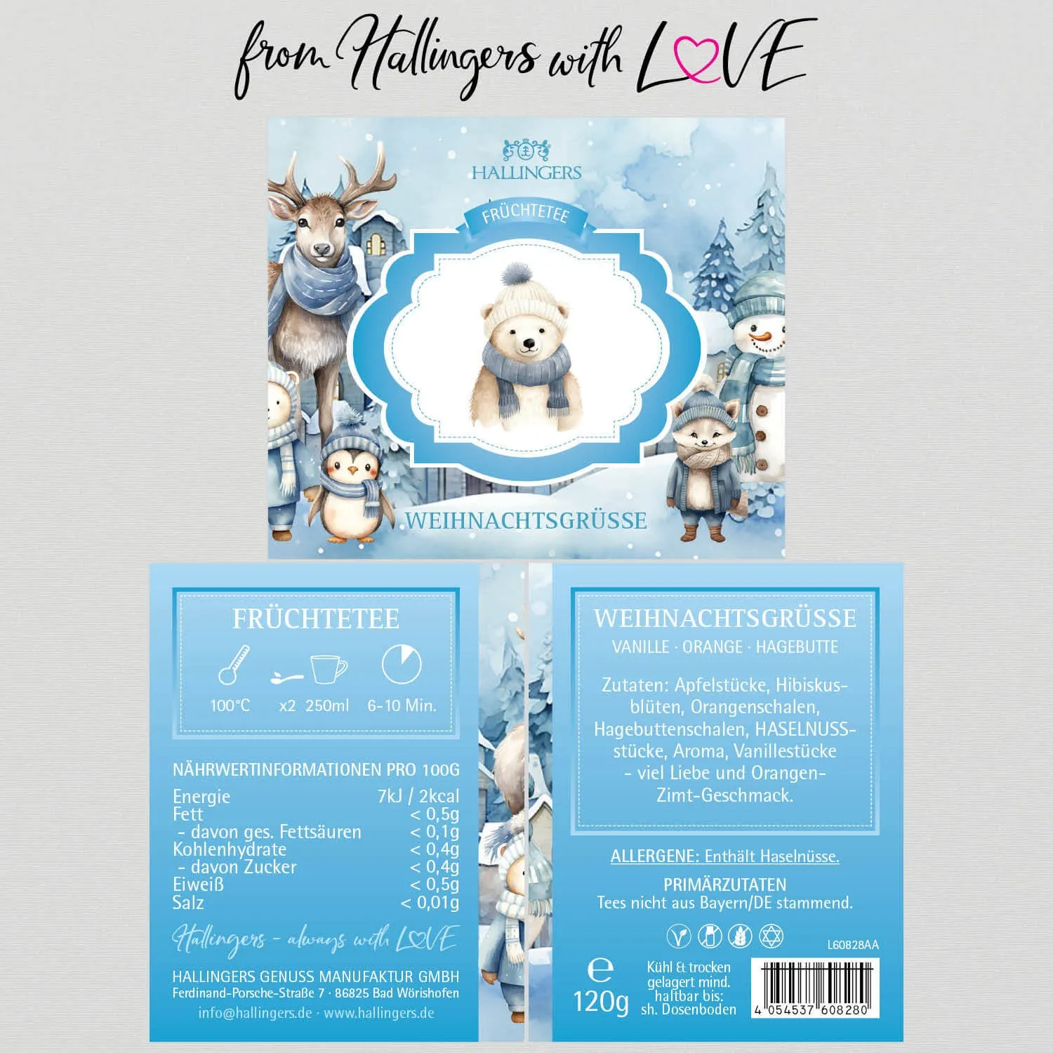 Weihnachtsgrüße Eisbär (Früchtetee)