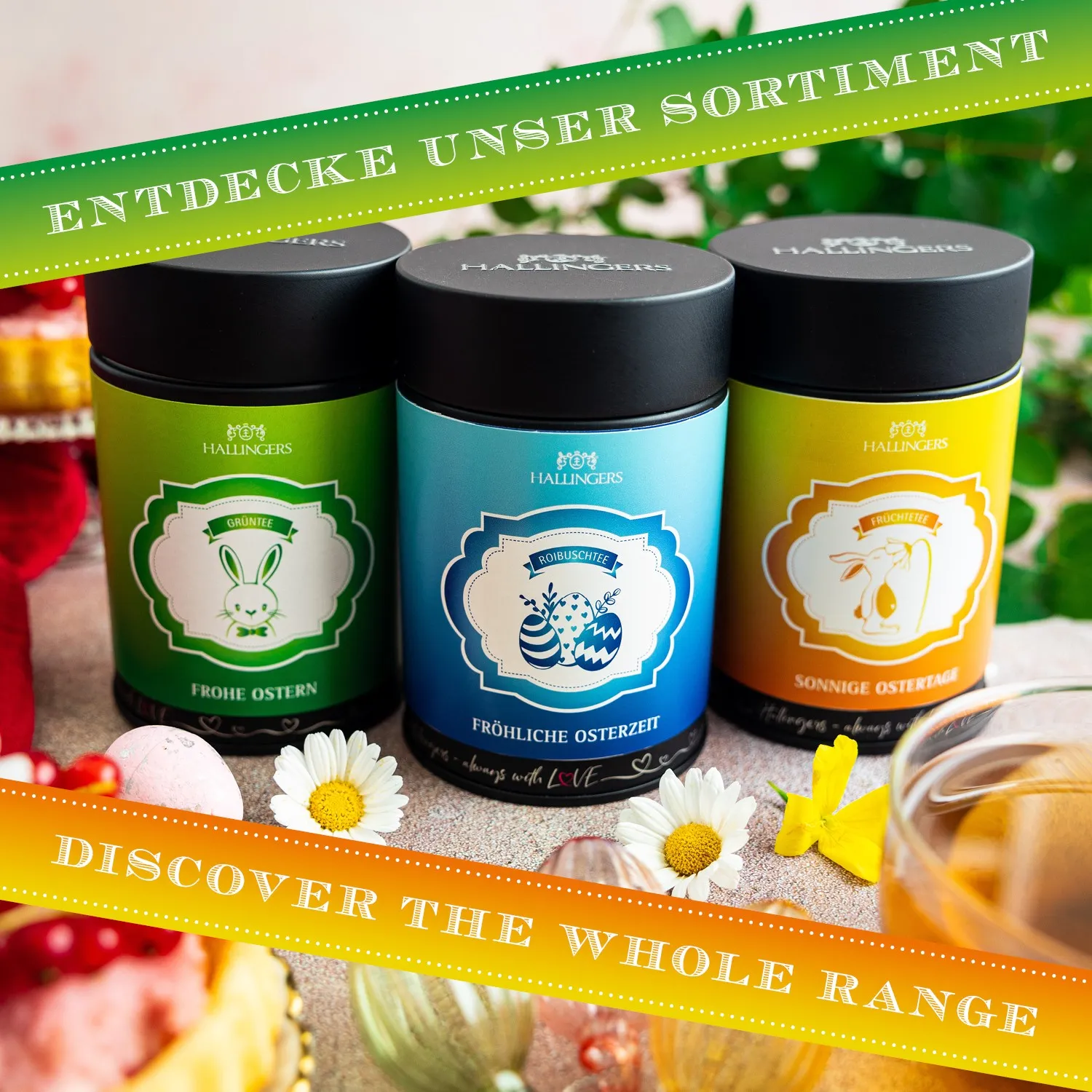 Ideal für\s Osternest oder den Osterkorb! Erdbeere · Rosa Pfeffer · Kornblume\nZubereitung: 80°C, 2-3 Min., 1 TL