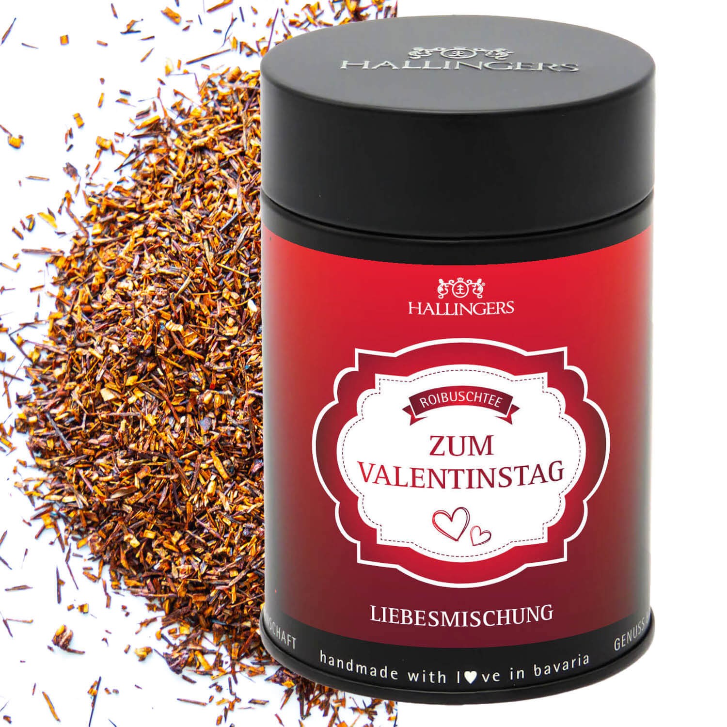 Loser Tee Geschenk zum Valentinstag - Roibusch-Tee/Rooibos mit Himbeere & Vanille, edle Geschenkdose "Zum VT", romantische Geschenkidee für sie für ih