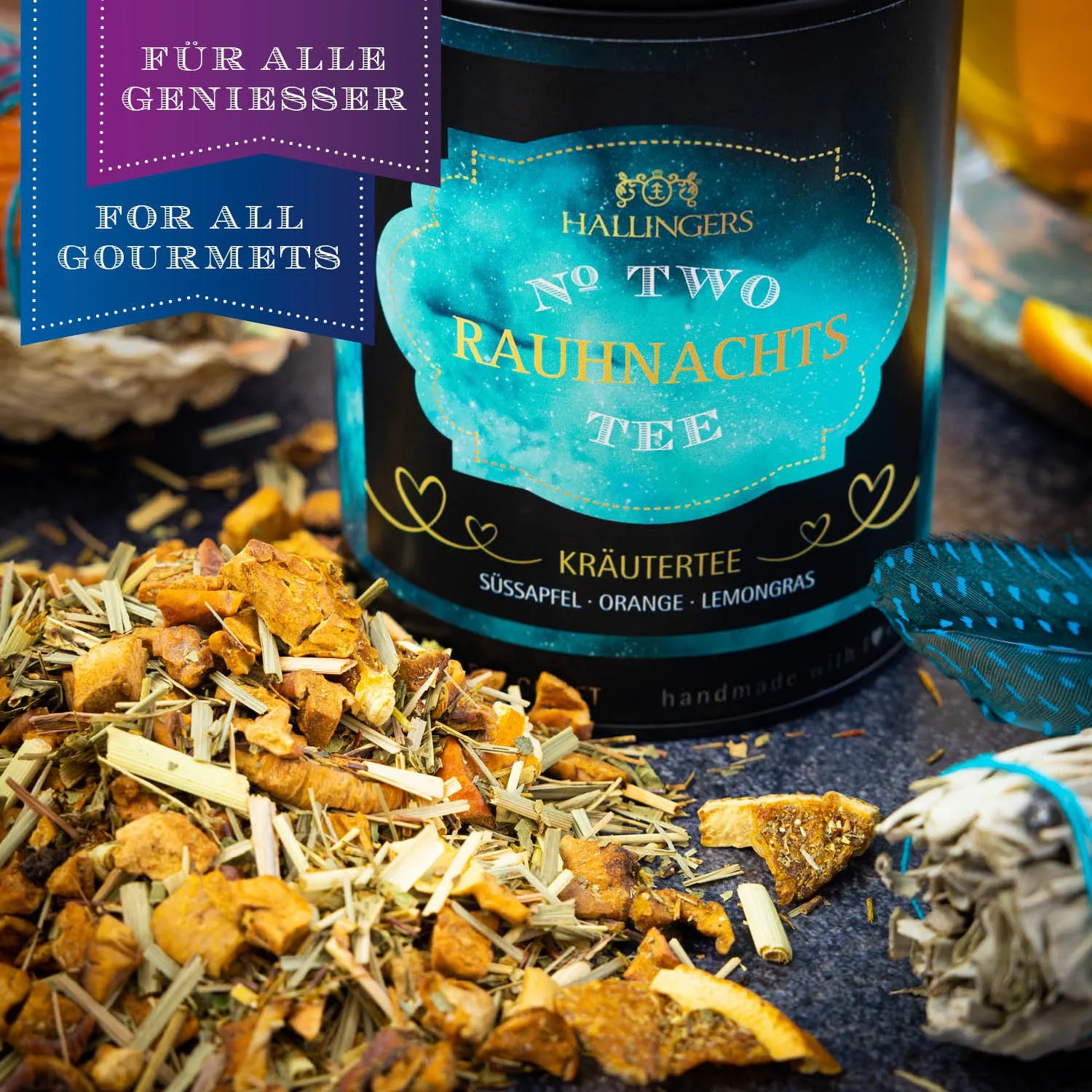 Hochqualitativer Früchtetee, vollgepackt mit vollreifen Früchten und Blüten aus der Natur.