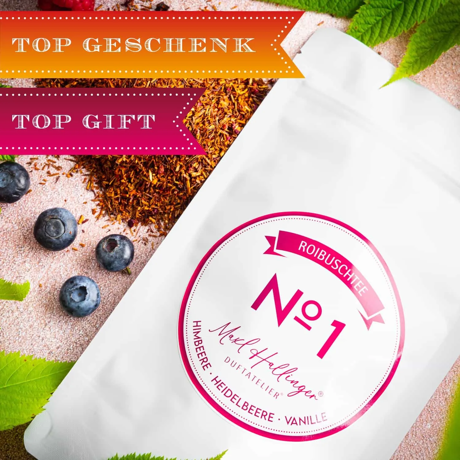 Hochwertiger Rotbuschtee aus Südafrika, koffeinfrei und gerbstoffarm, daher mild im Geschmack.