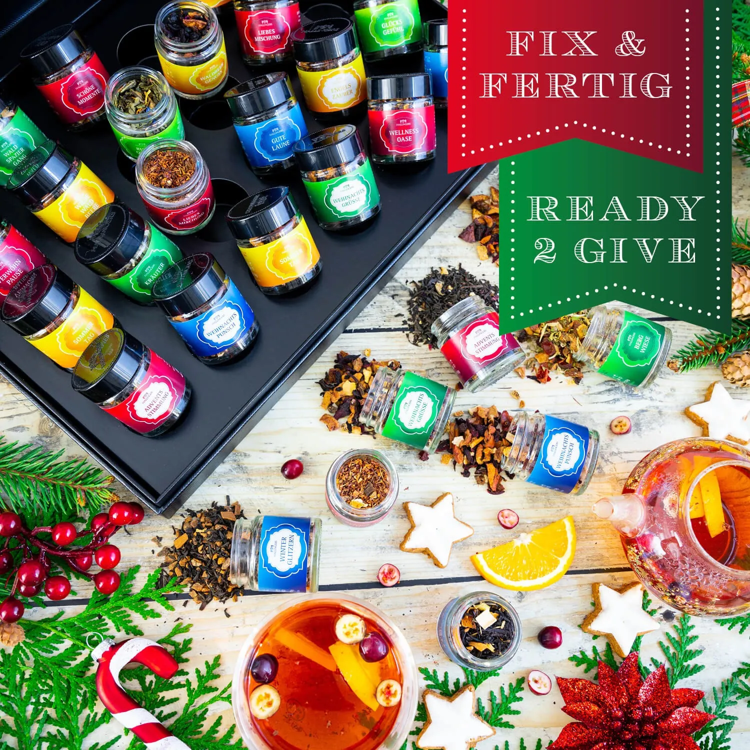 Genieße die Weihnachtszeit mit einer täglichen Kanne Hallingers Tee.