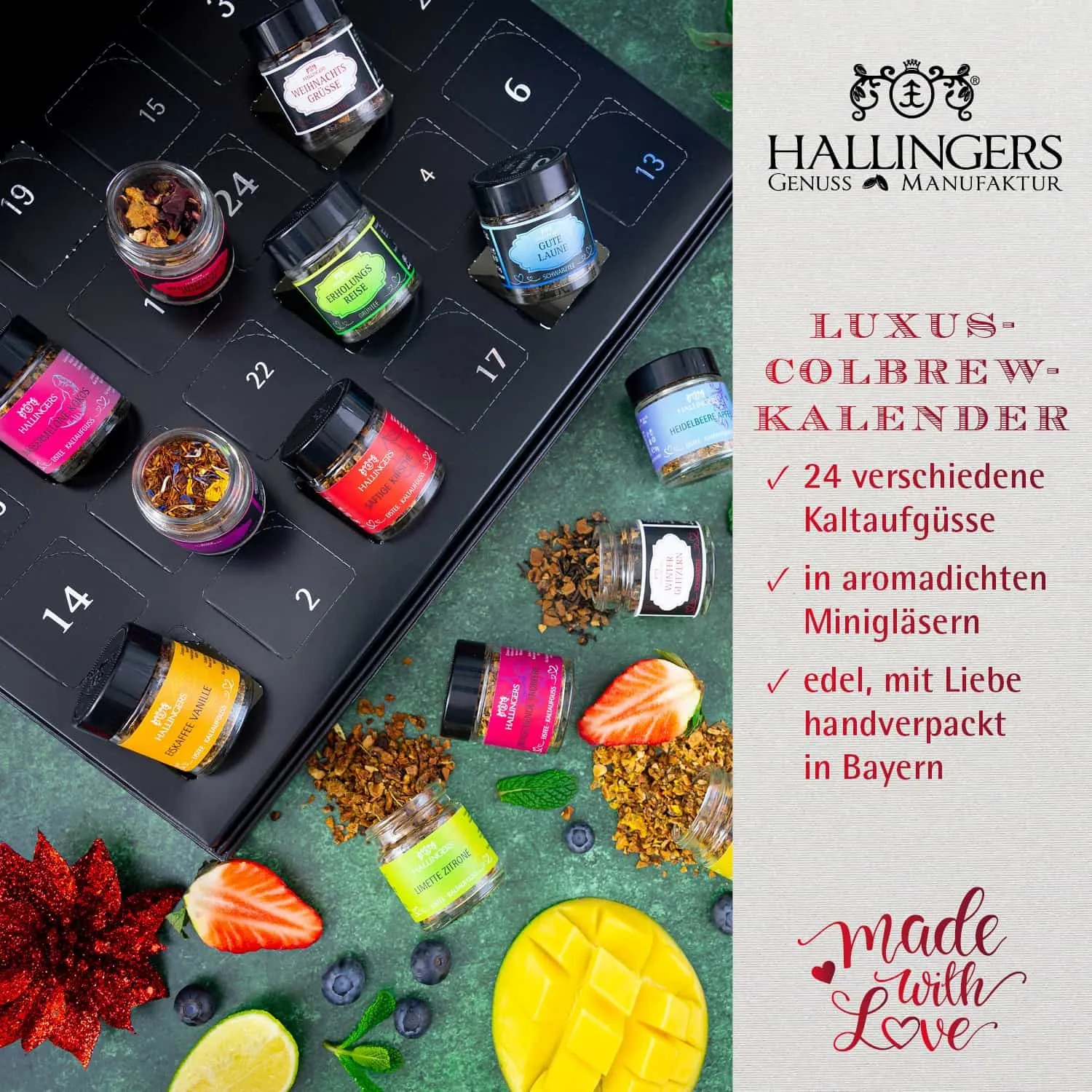 Verschenke puren Genuss aus erlesenen, naturbelassenen Rohstoffen, ohne Konservierungsstoffen, Geschmacksverstärkern & künstlichen Farbstoffen!