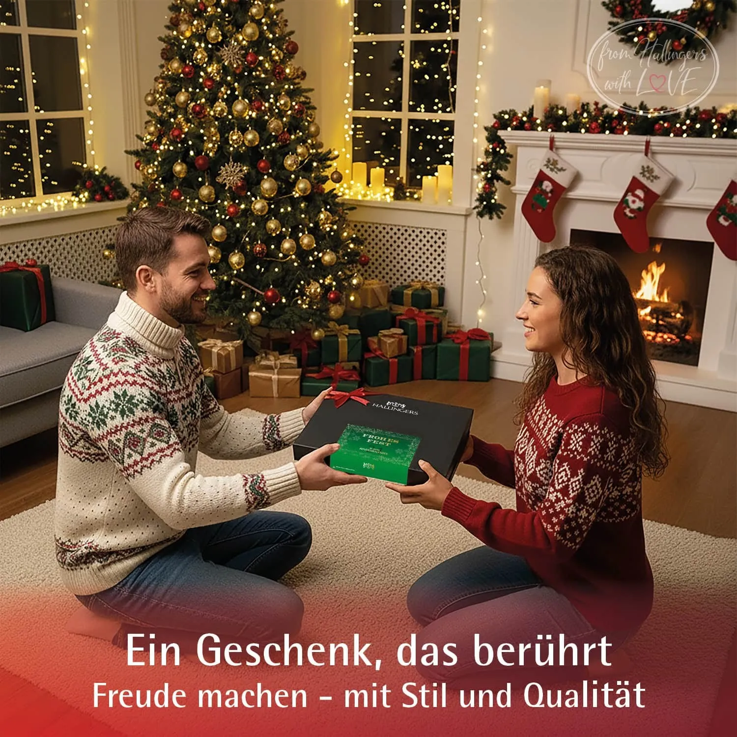 Frohes Fest - Green / Golden Stars (24 Winter-Tees im Glas)
