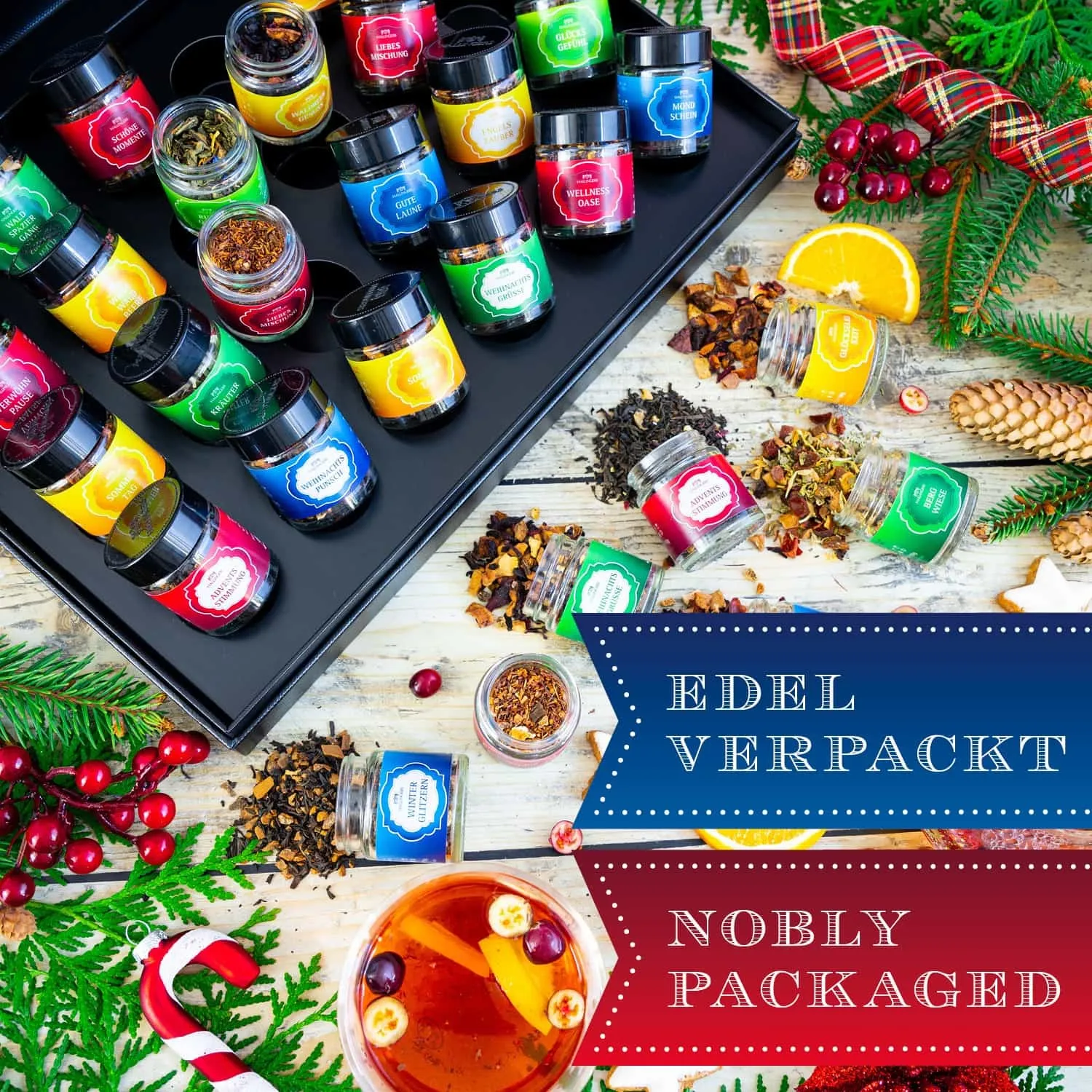 Verschenke puren Genuss aus erlesenen, naturbelassenen Rohstoffen, ohne Konservierungsstoffen, Geschmacksverstärkern & künstlichen Farbstoffen!