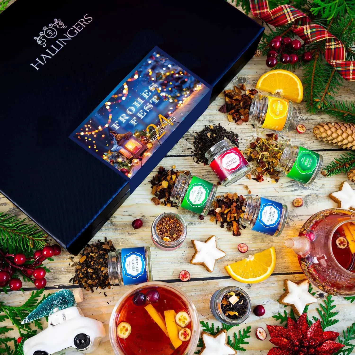 Überrasche Deine Liebsten mit einem originellen Adventskalender von Hallingers. Das perfekte Geschenk für alle Teeliebhaber!