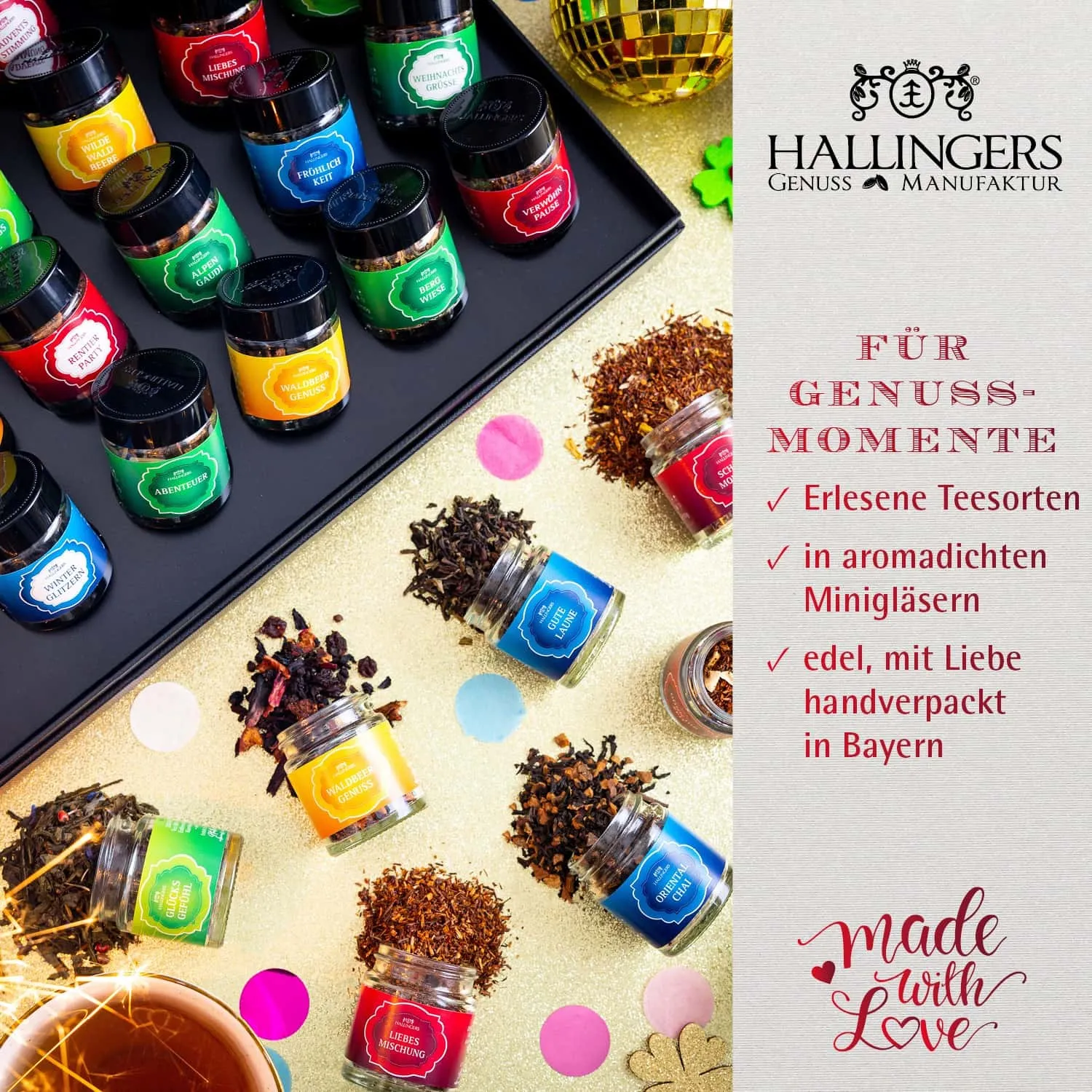 Verschenke puren Genuss aus erlesenen, naturbelassenen Rohstoffen, ohne Konservierungsstoffen, Geschmacksverstärkern & künstlichen Farbstoffen!