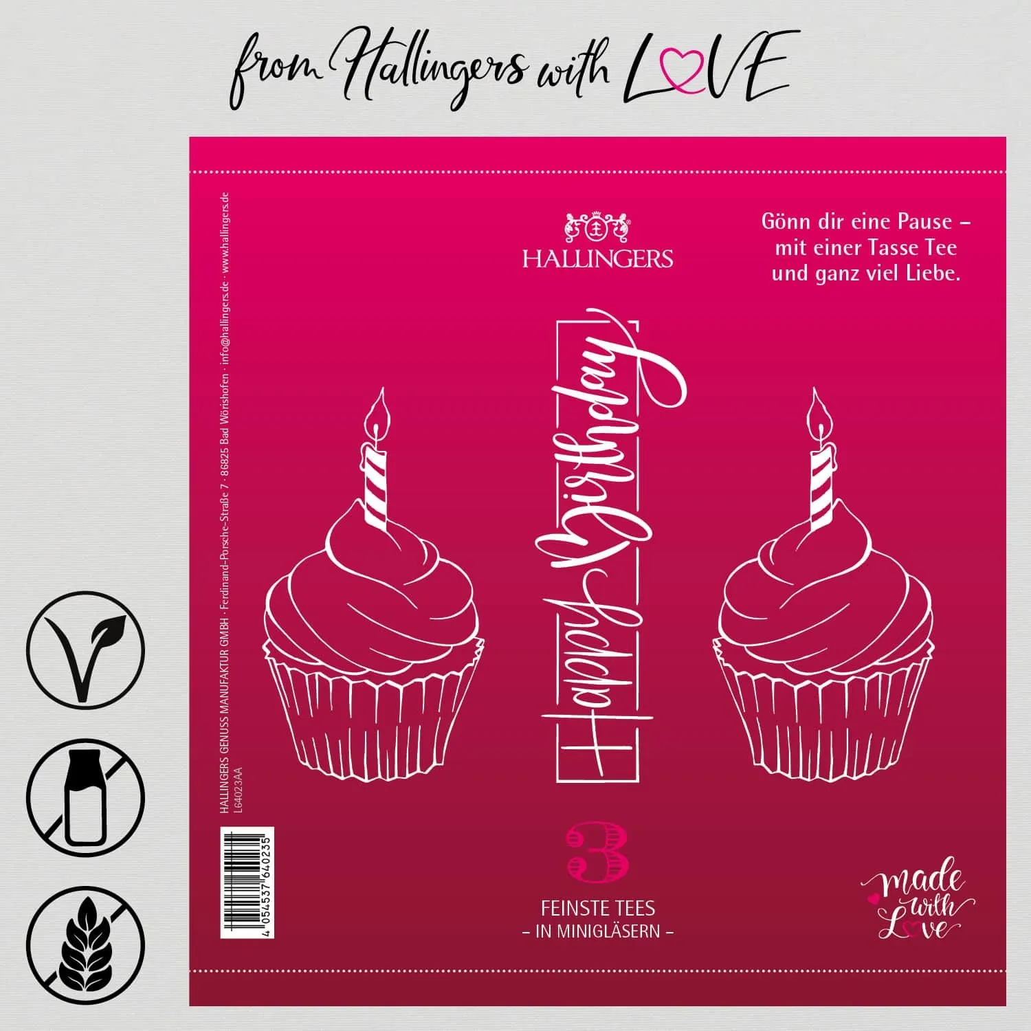 Happy Birthday - Pink (3 Tees im Glas)