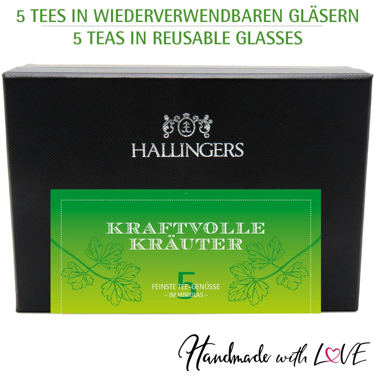 Kraftvolle Kräuter (5 Grün-Tees im Glas)