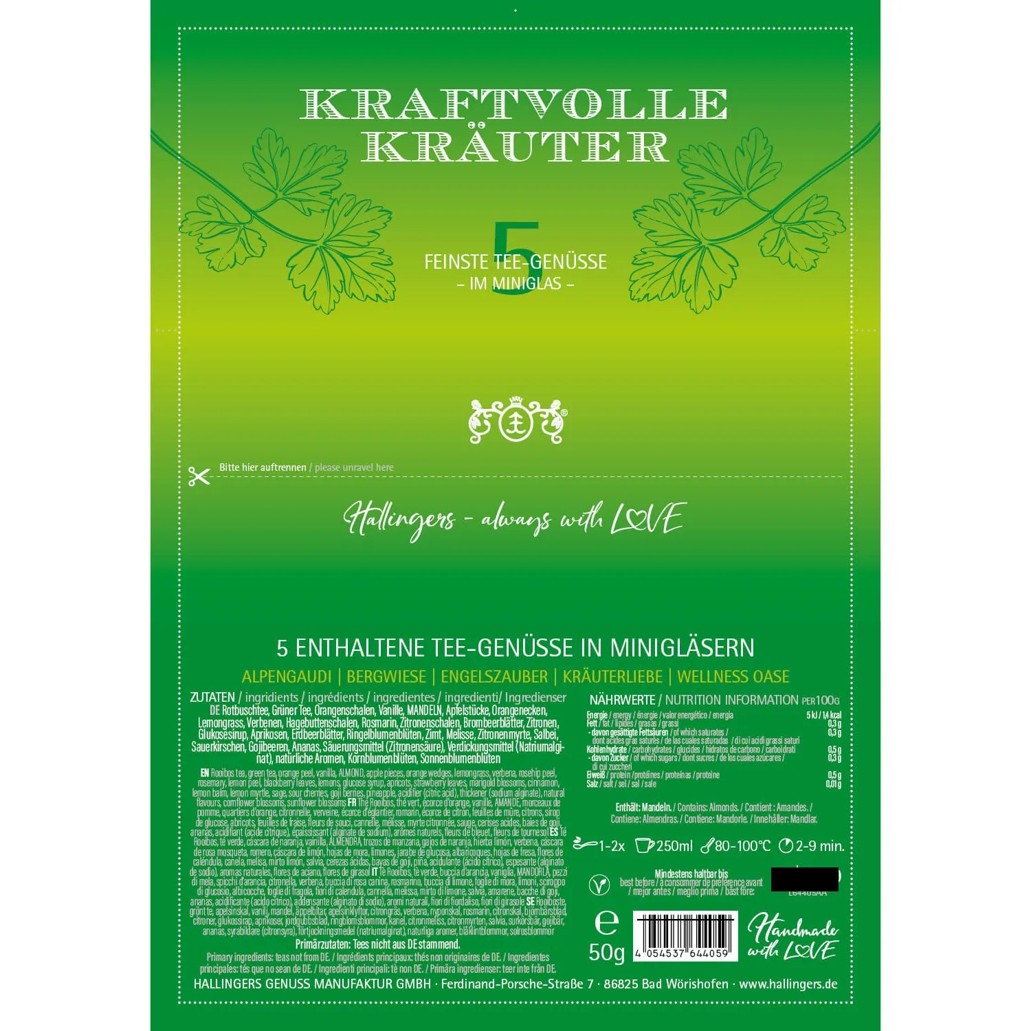 Kraftvolle Kräuter (5 Grün-Tees im Glas)