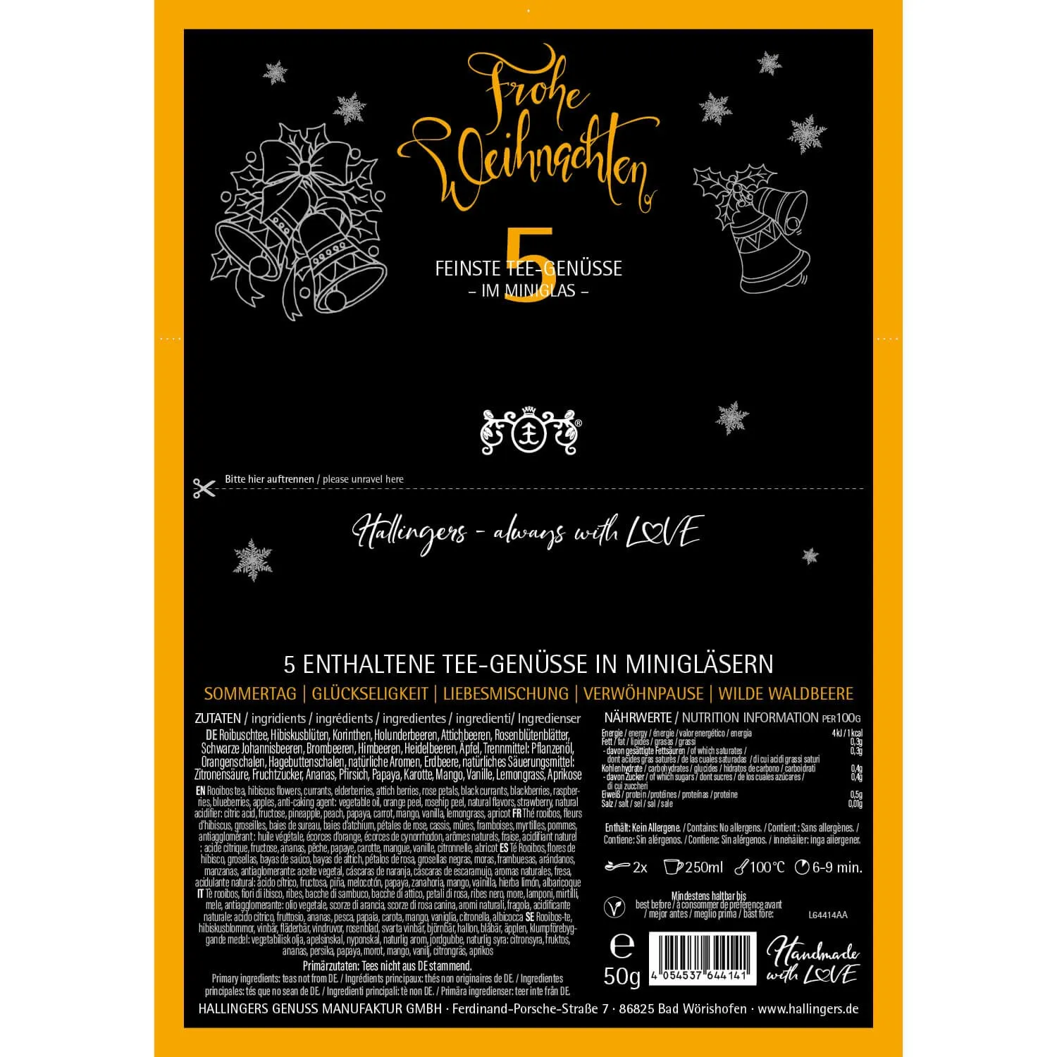 Frohe Weihnachten ORANGE (5 Früchte-Tees im Glas)