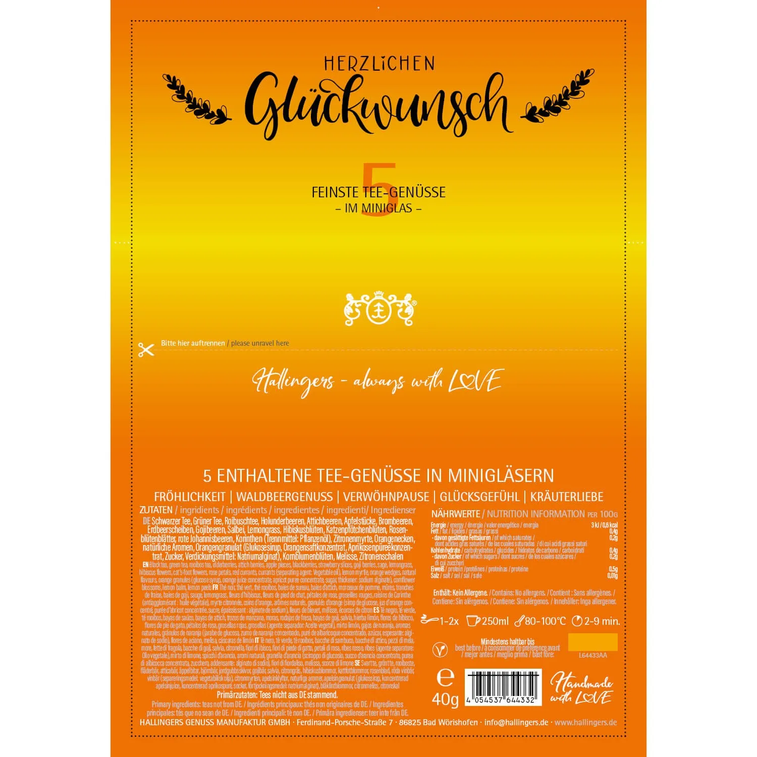 Herzlichen Glückwunsch (5 Tees im Glas)