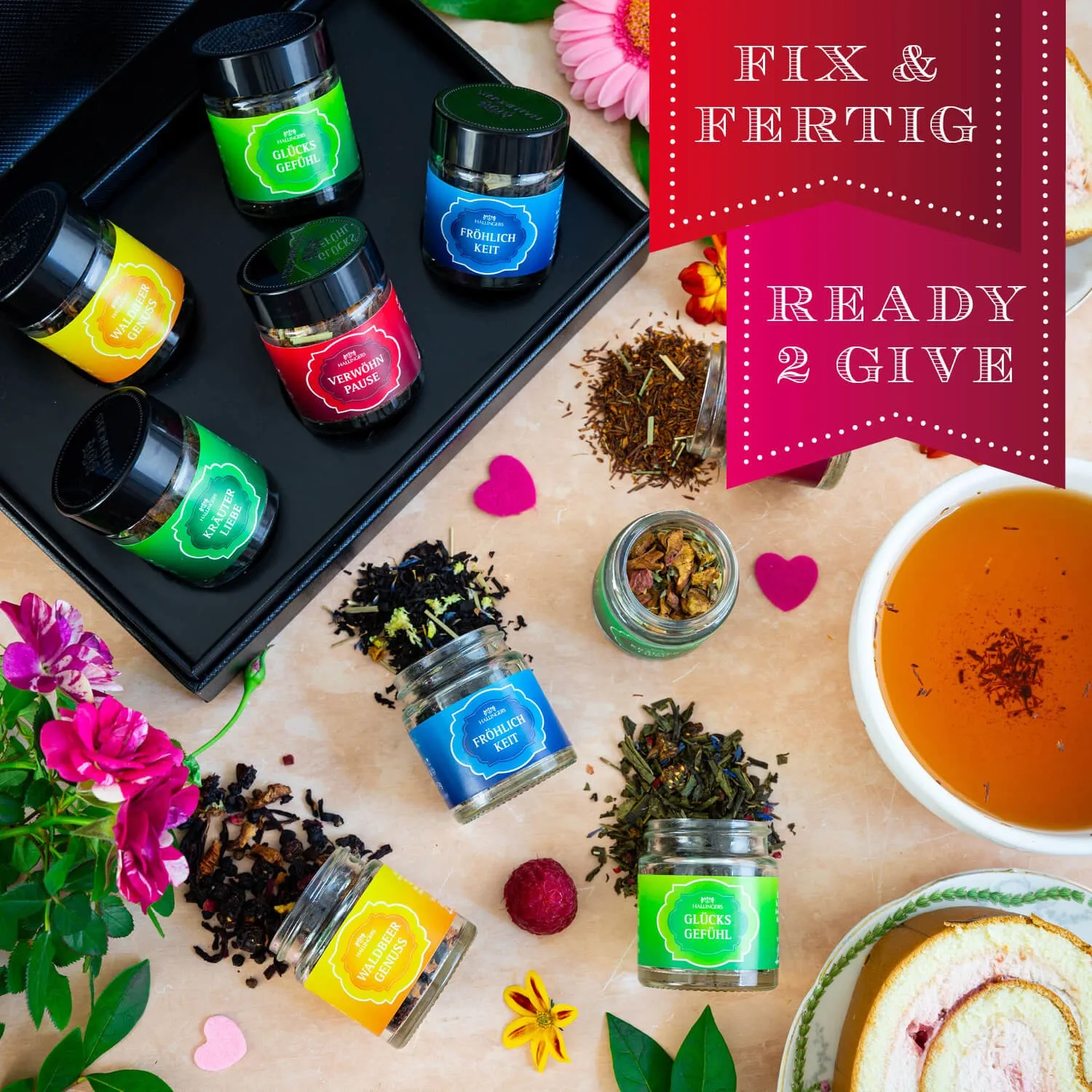 Genieße das Leben mit einer täglichen Kanne Hallingers Tee.