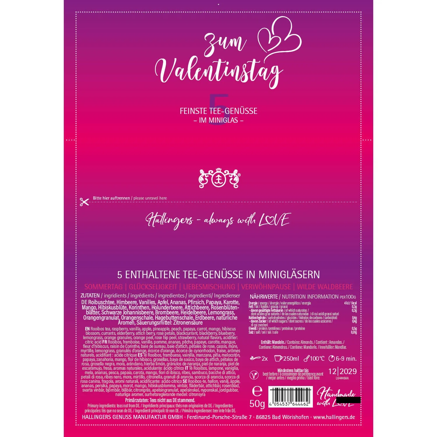 Zum Valentinstag (5 Tees im Glas)