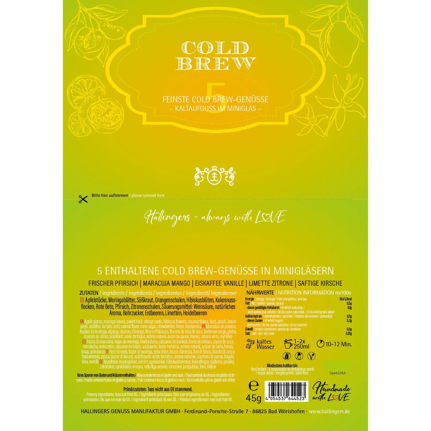 ColdBrew Kaltaufguss Yellow-Green (5 Coldbrew-Tees im Glas)