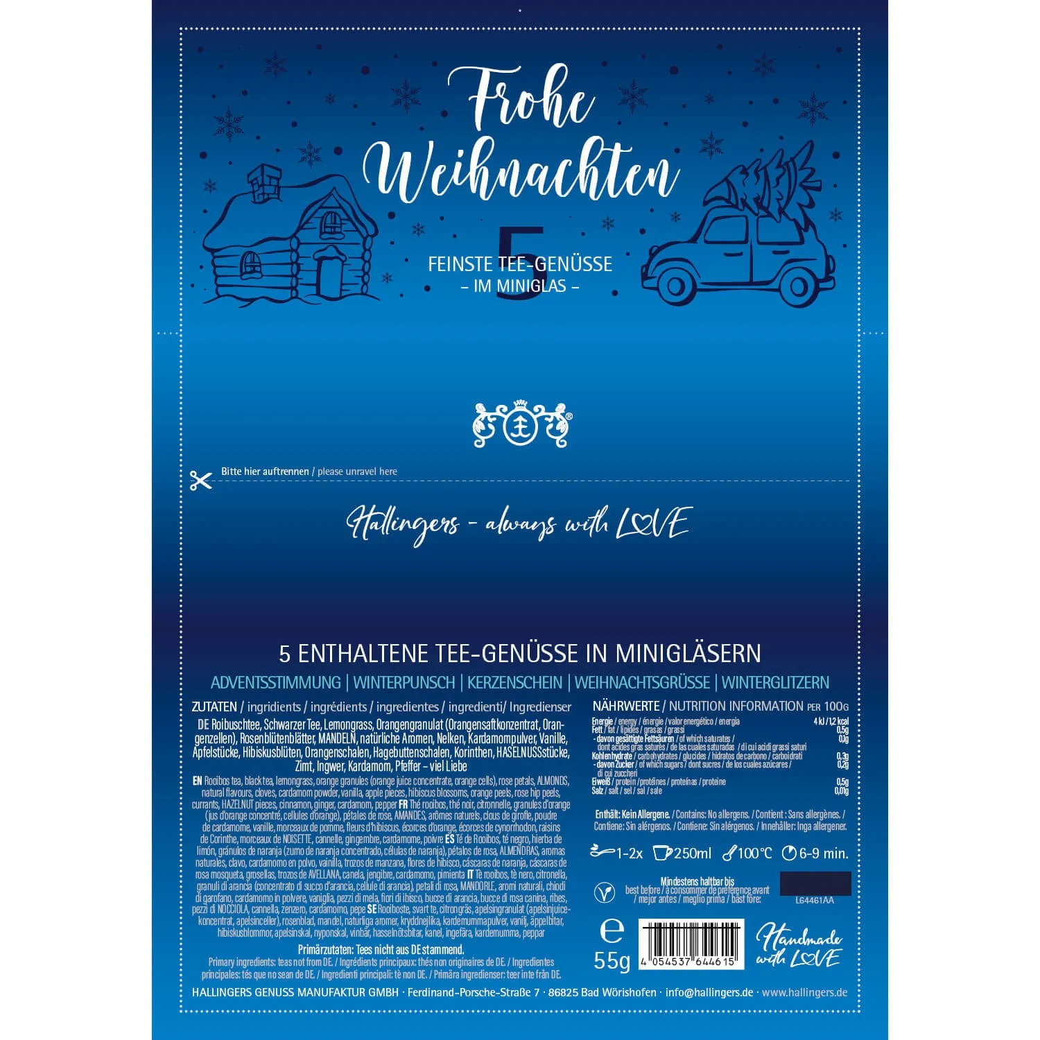 Frohe Weihnachten Blue Christmas (5 Winter-Tees im Glas)